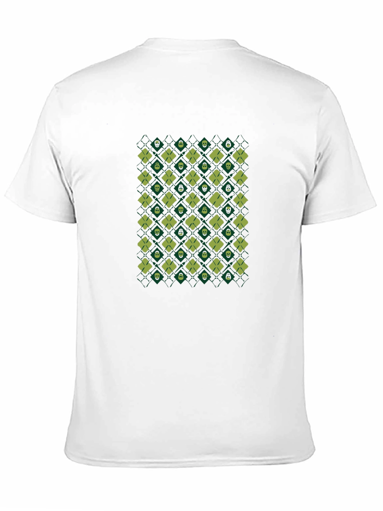 Skull & Clover Pattern Black T-Shirt