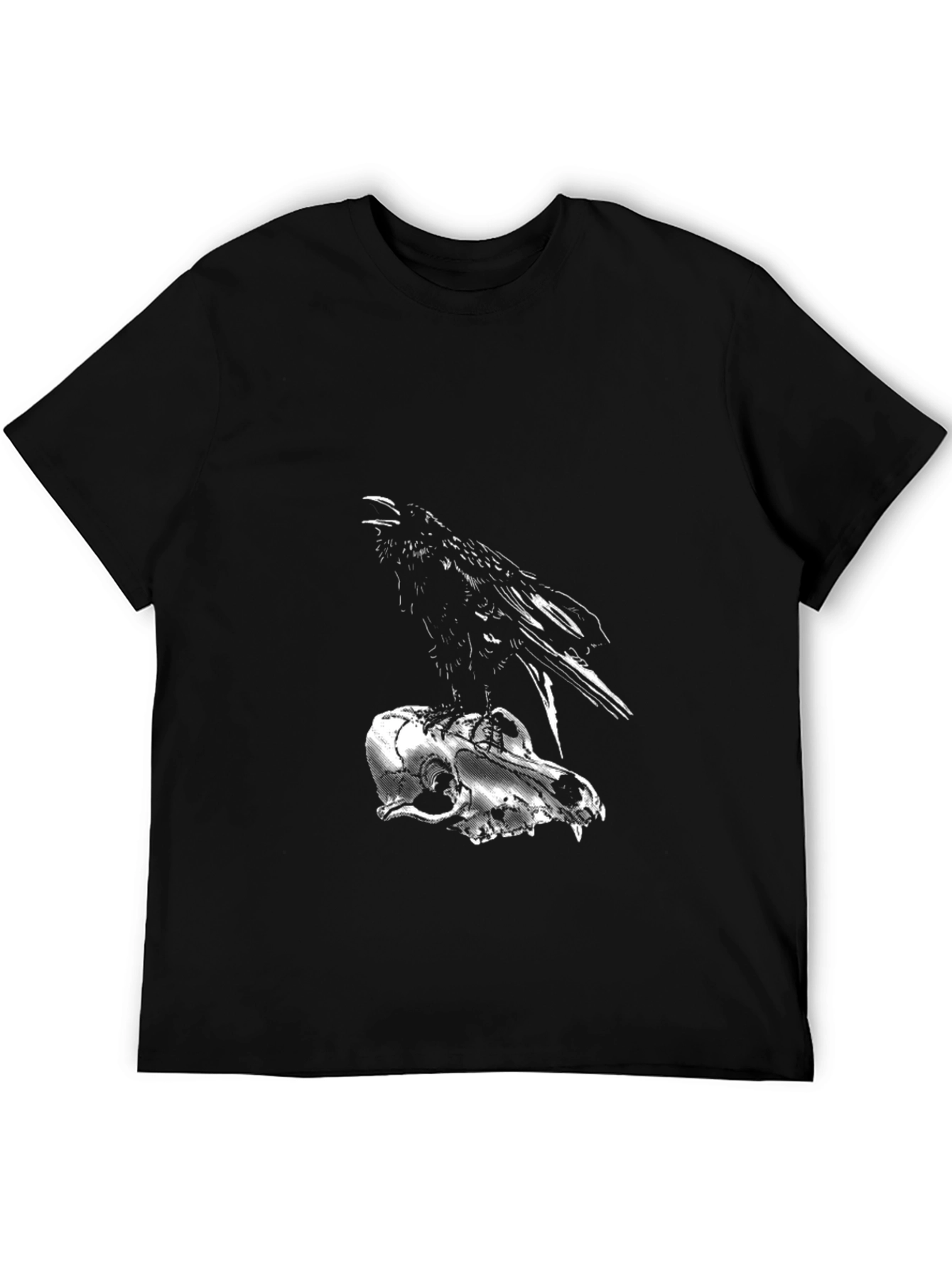 Raven on Skull Graphic Tee - Dark Gothic Style
