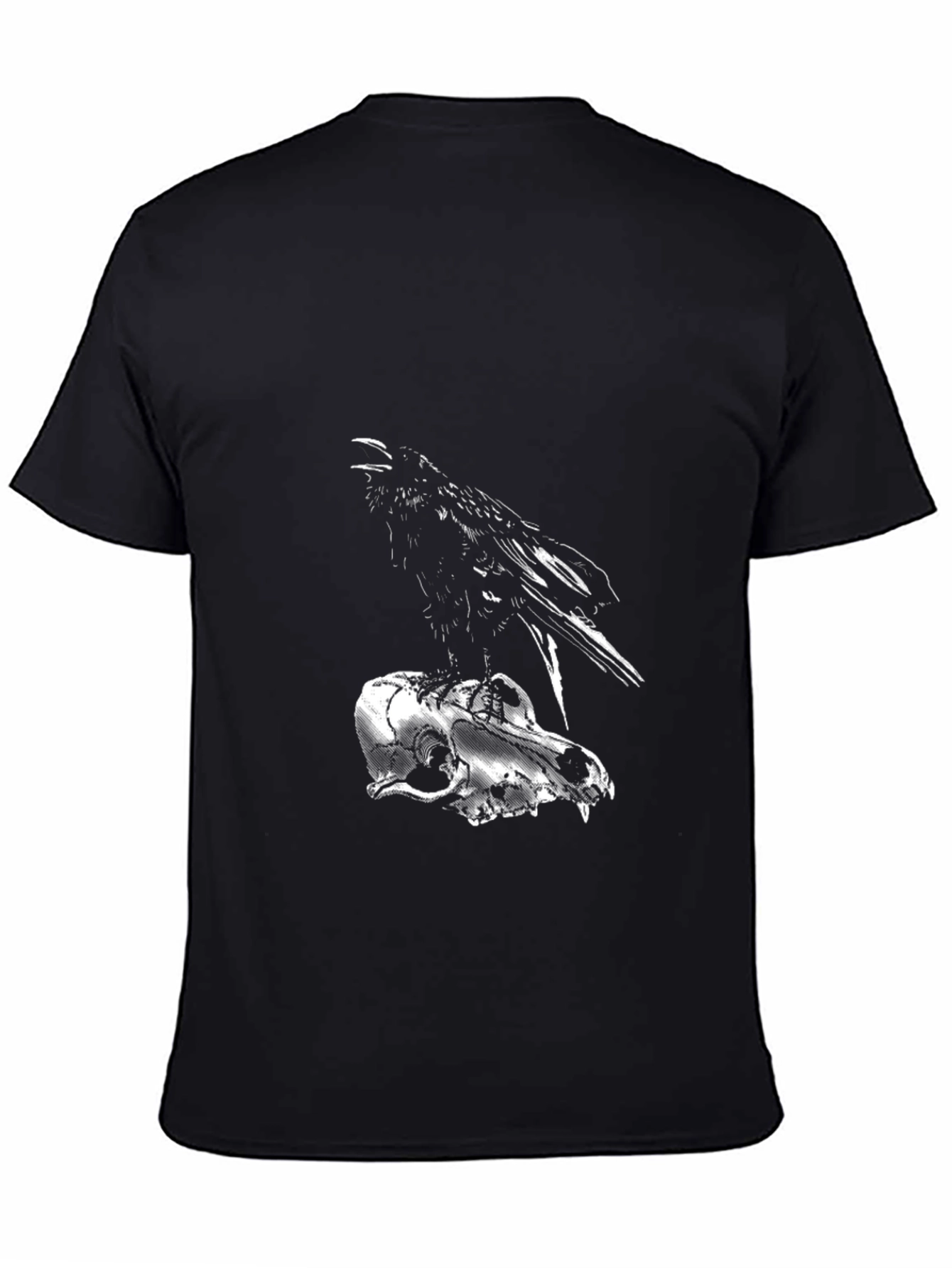 Raven on Skull Graphic Tee - Dark Gothic Style
