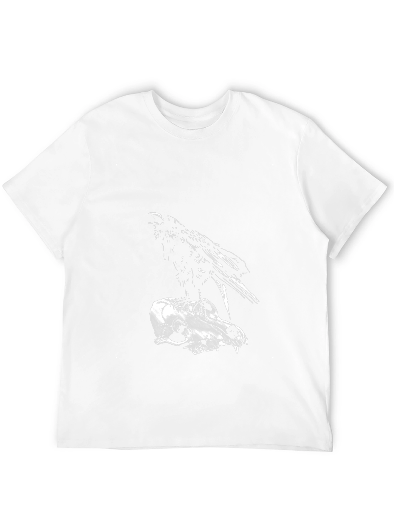 Raven on Skull Graphic Tee - Dark Gothic Style