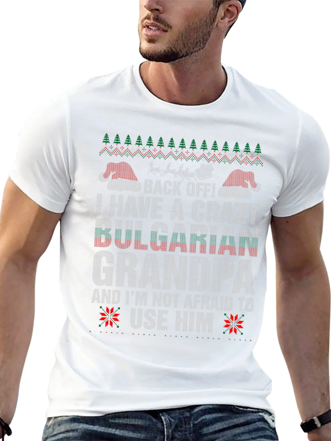 Crazy Bulgarian Grandpa T-Shirt - Ugly Christmas Sweater Style