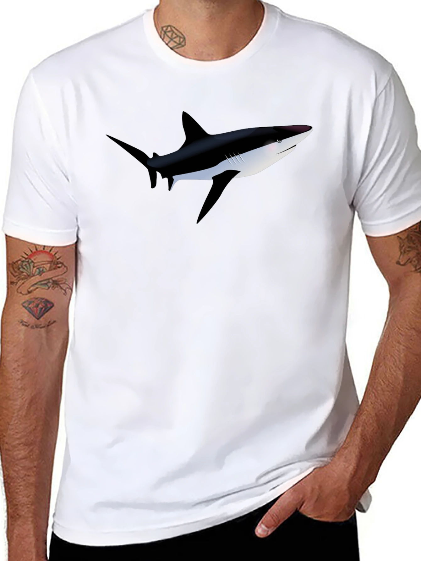 Shark Graphic Black T-Shirt - Mens Casual Wear