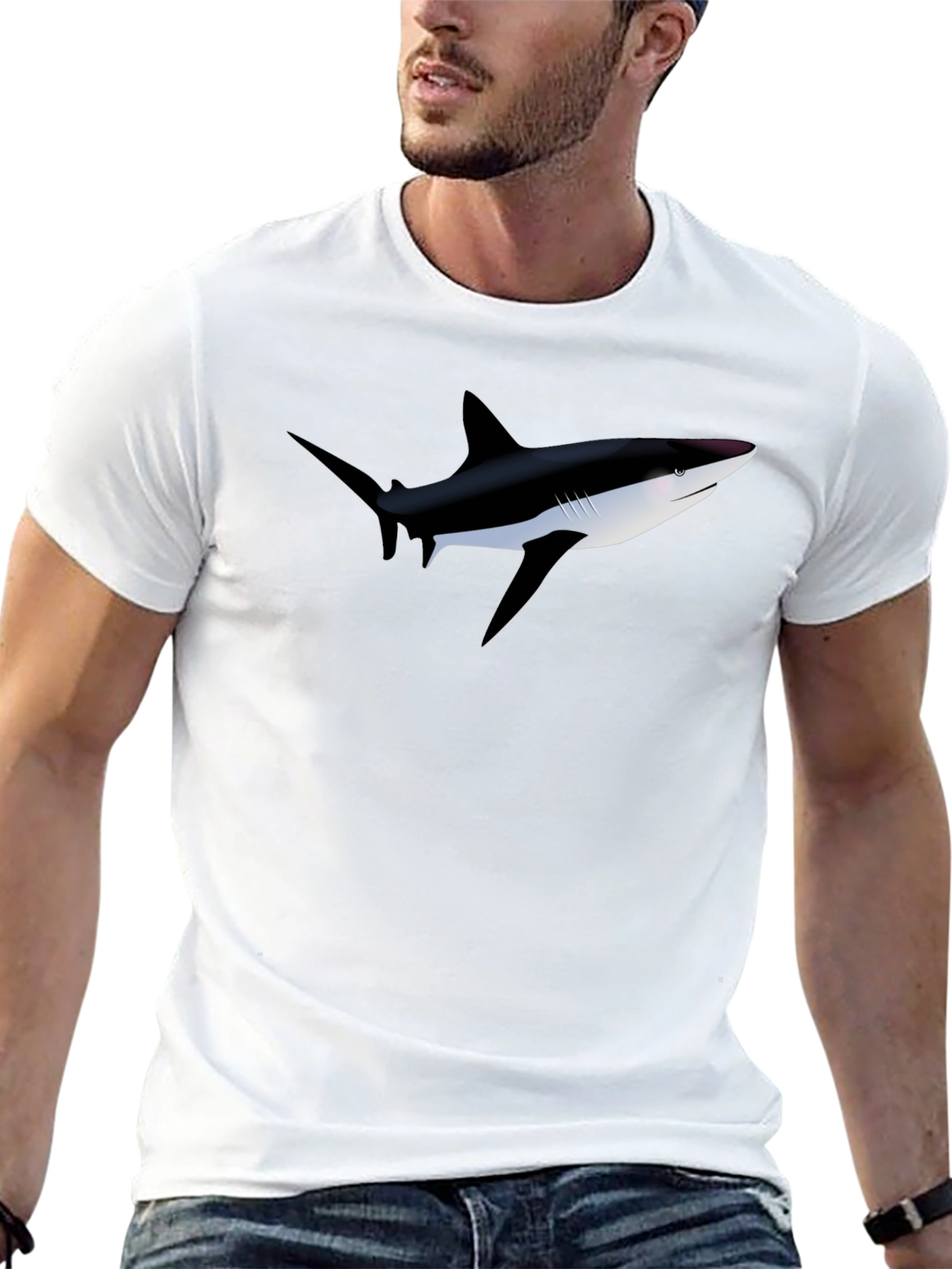 Shark Graphic Black T-Shirt - Mens Casual Wear