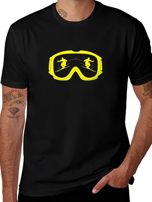 Ski Goggles Graphic Tee - Black Cotton T-Shirt