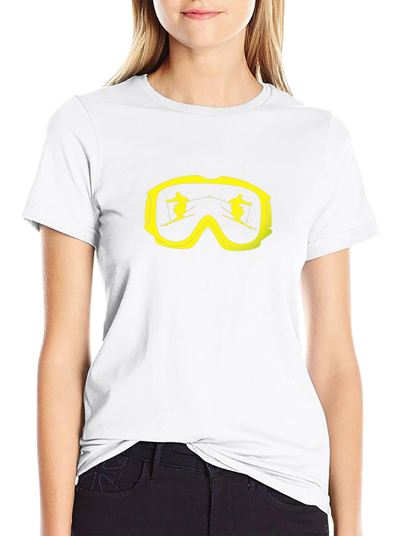 Ski Goggles Graphic Tee - Black Cotton T-Shirt
