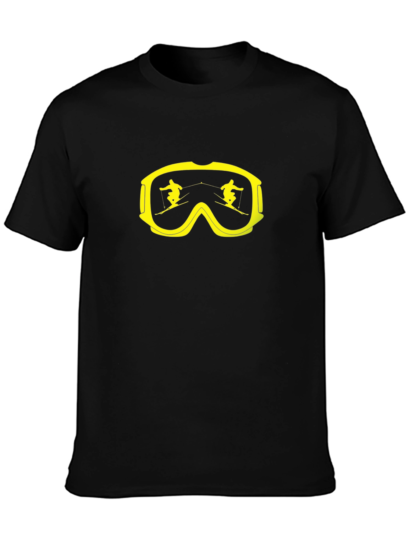 Ski Goggles Graphic Tee - Black Cotton T-Shirt