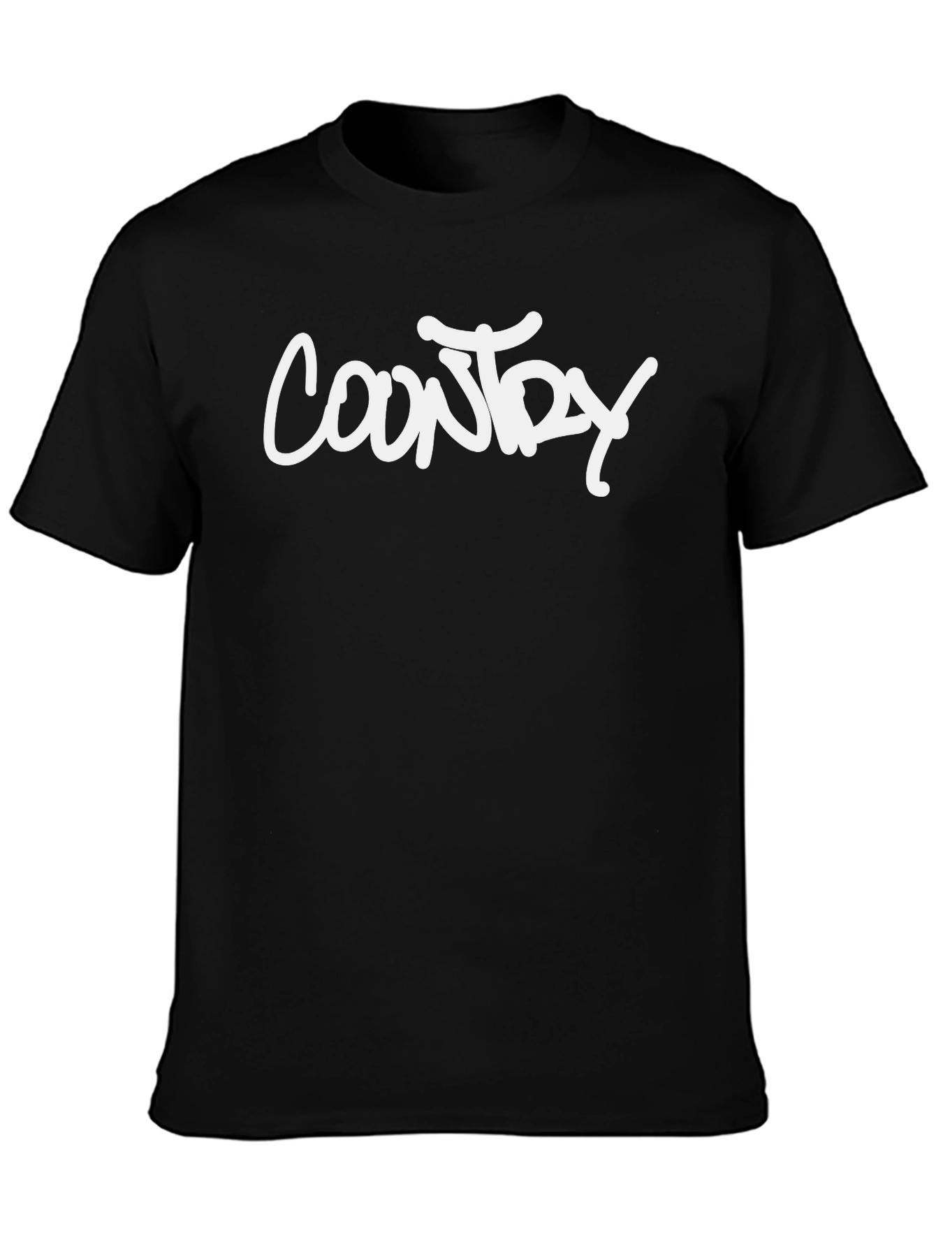 Country White Text Graphic Black T-Shirt