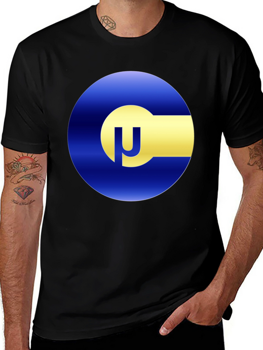 Blue & Gold Circle Logo Black T-Shirt