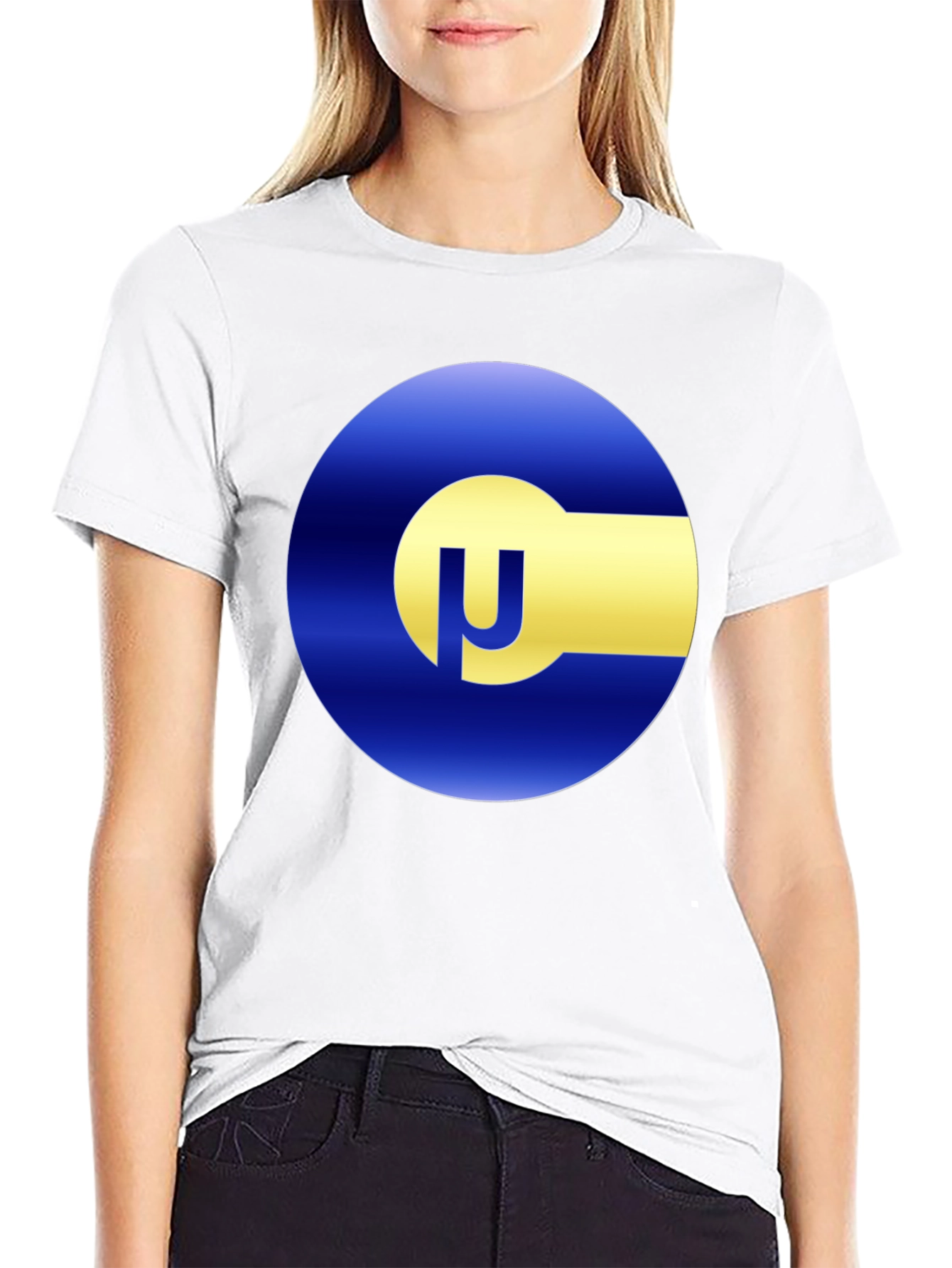 Blue & Gold Circle Logo Black T-Shirt