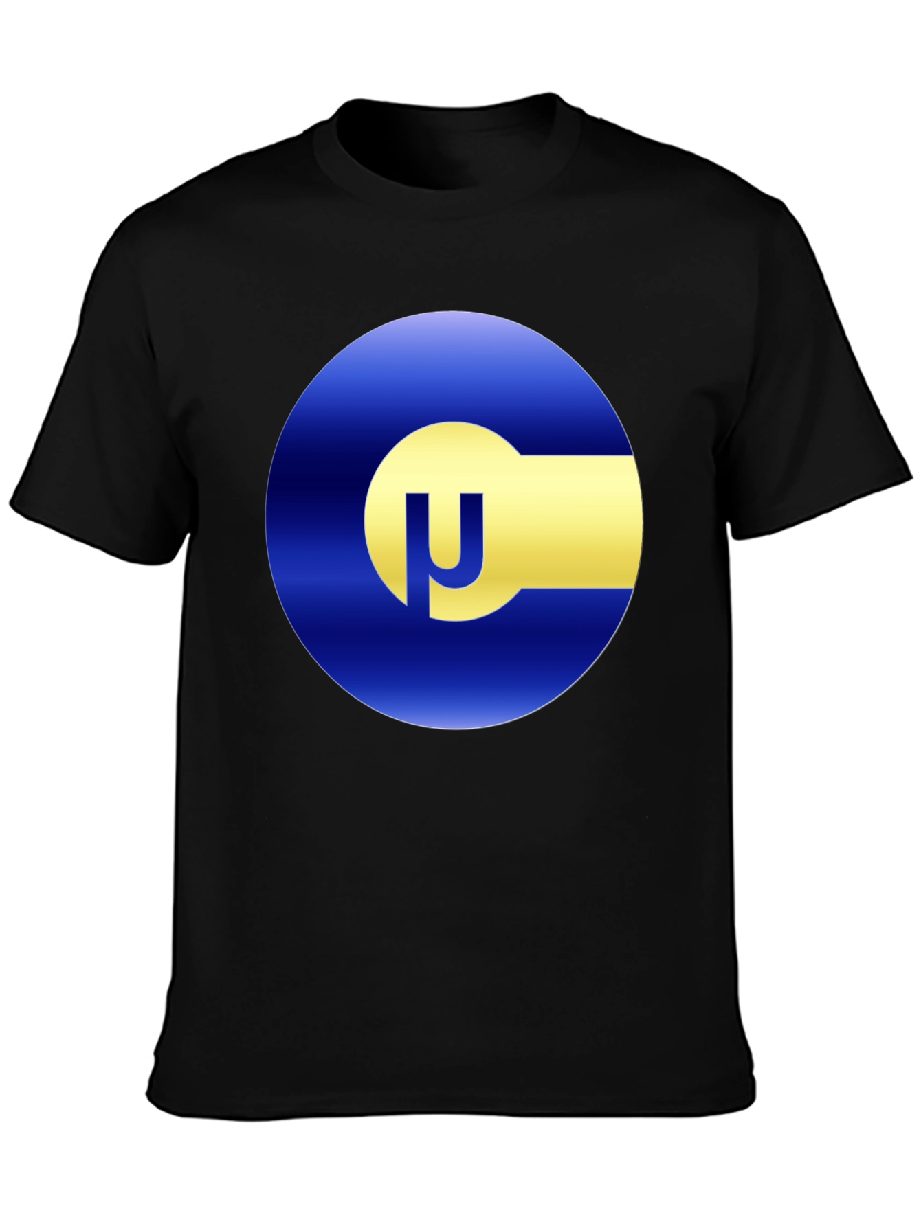 Blue & Gold Circle Logo Black T-Shirt