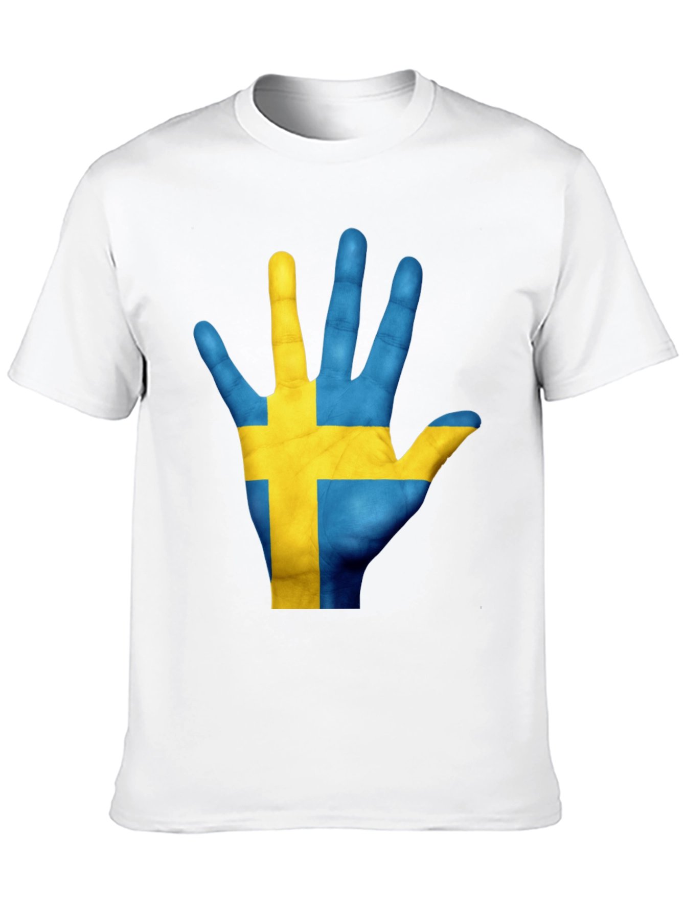Sweden Flag Hand T-Shirt - Black