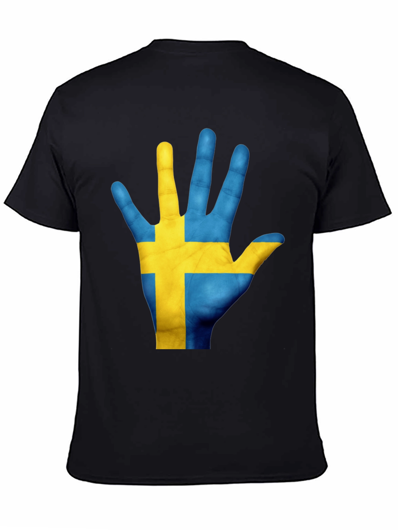 Sweden Flag Hand T-Shirt - Black