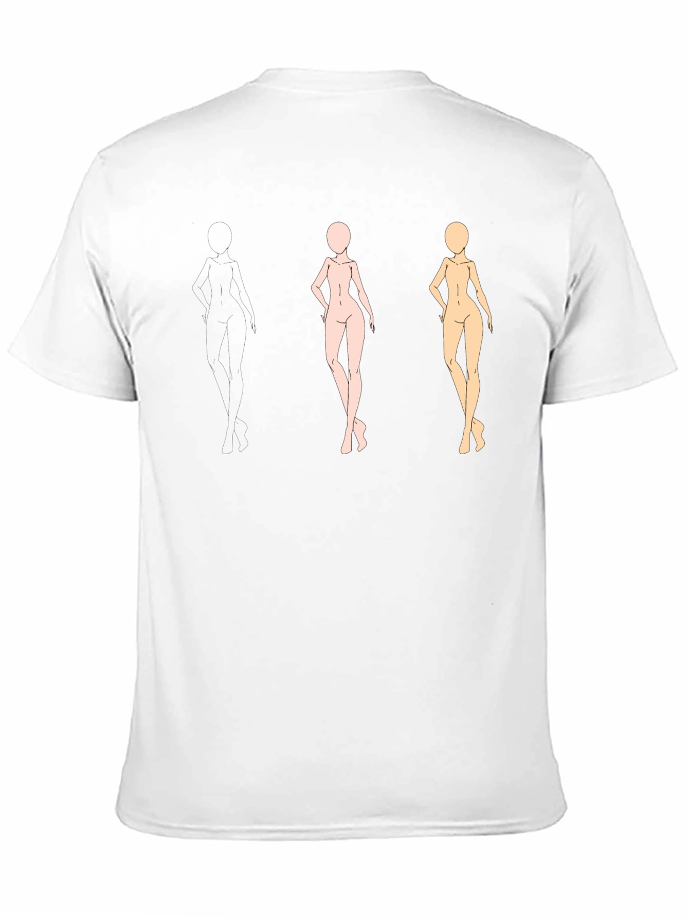 Trendy Black Tee with Figure Sketches