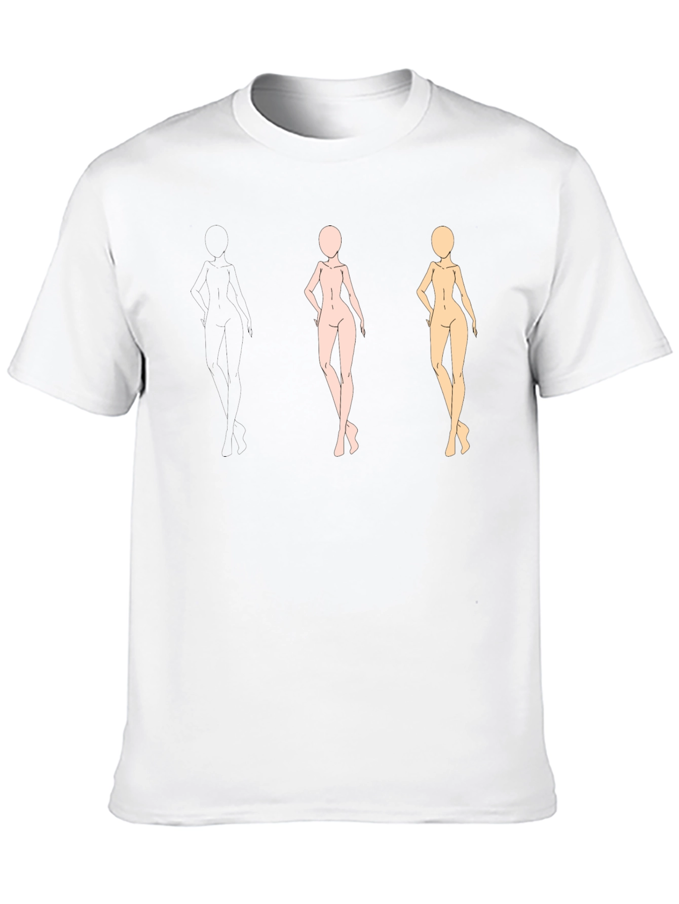 Trendy Black Tee with Figure Sketches