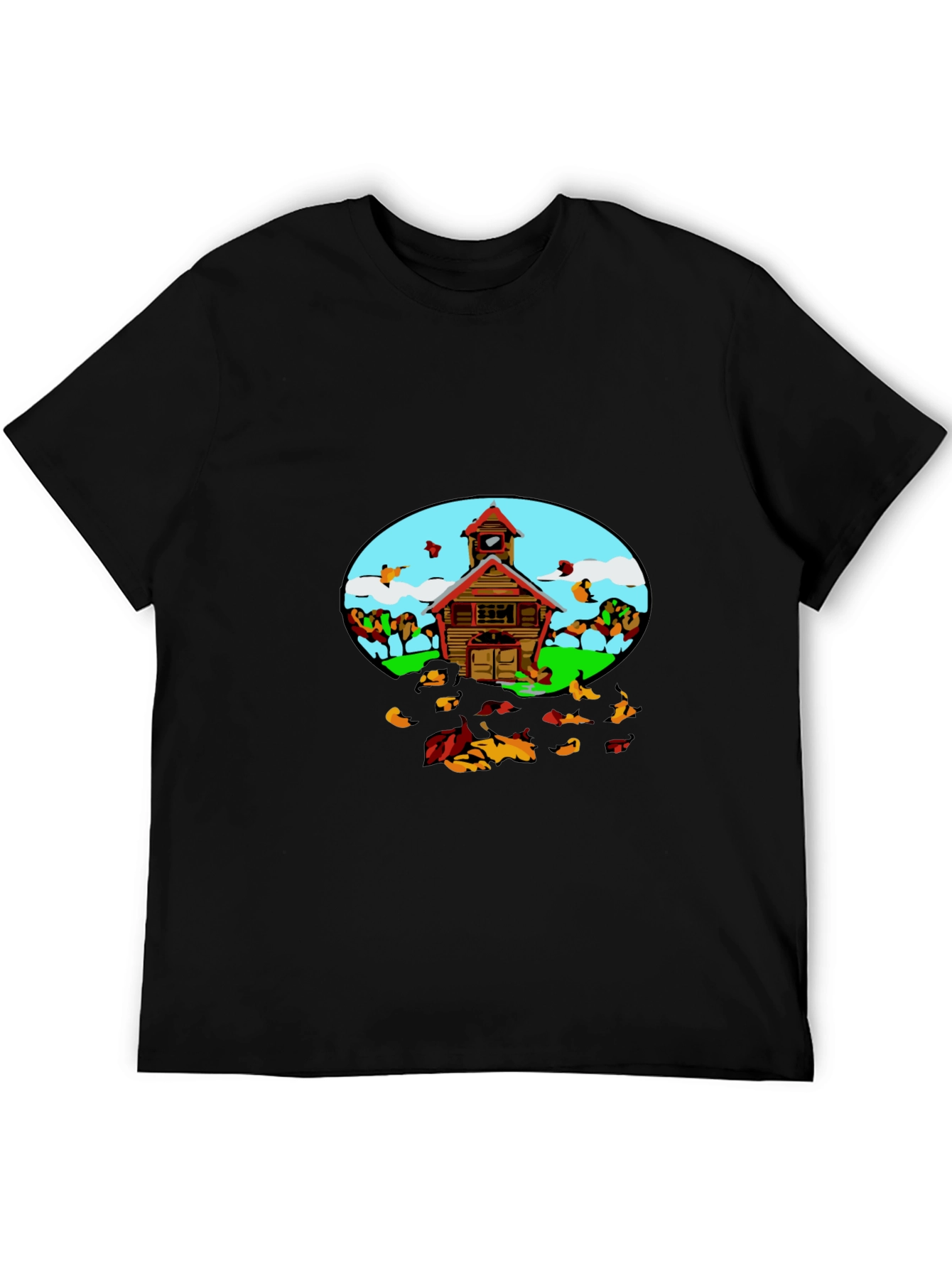 Cartoon Schoolhouse T-Shirt - Fun Graphic Tee