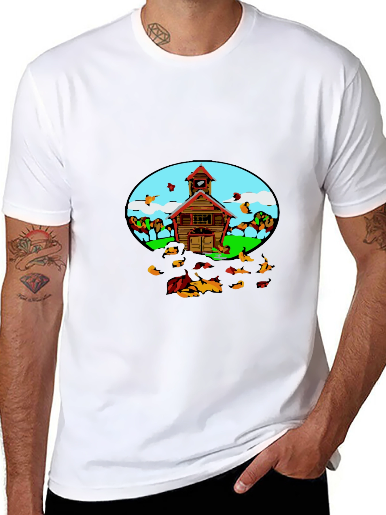 Cartoon Schoolhouse T-Shirt - Fun Graphic Tee