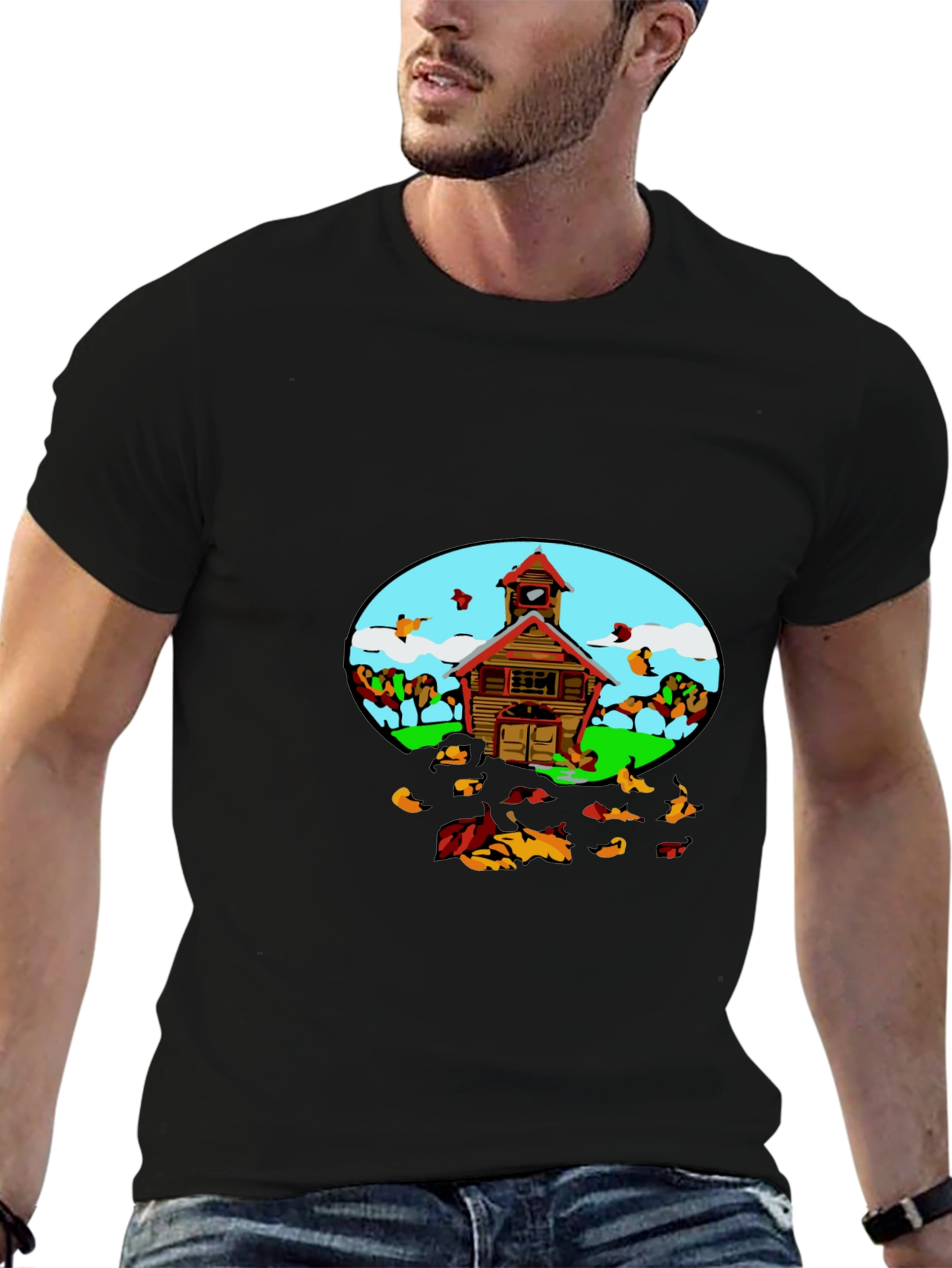 Cartoon Schoolhouse T-Shirt - Fun Graphic Tee