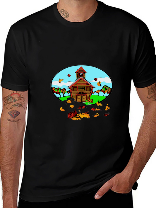 Cartoon Schoolhouse T-Shirt - Fun Graphic Tee
