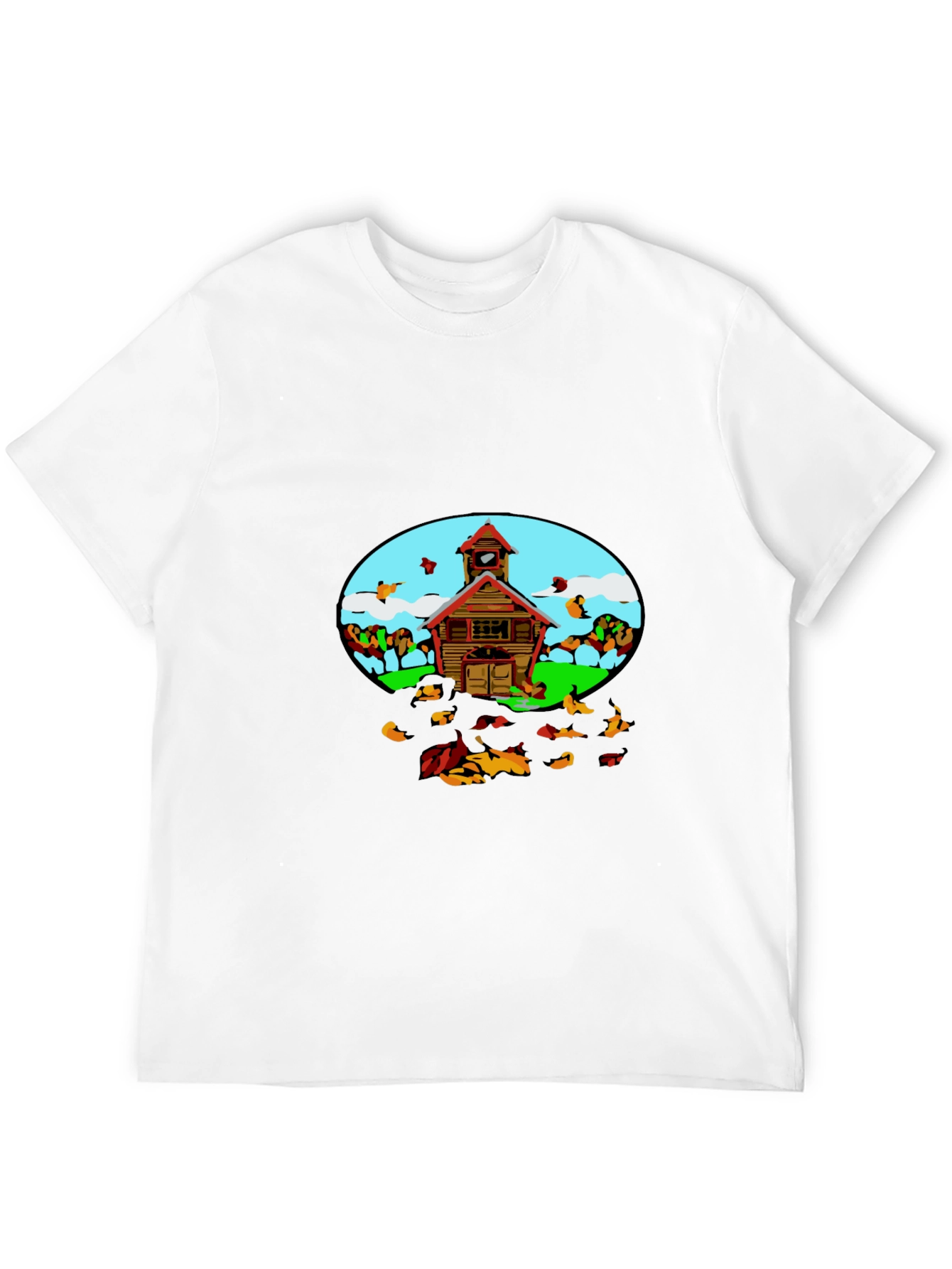 Cartoon Schoolhouse T-Shirt - Fun Graphic Tee