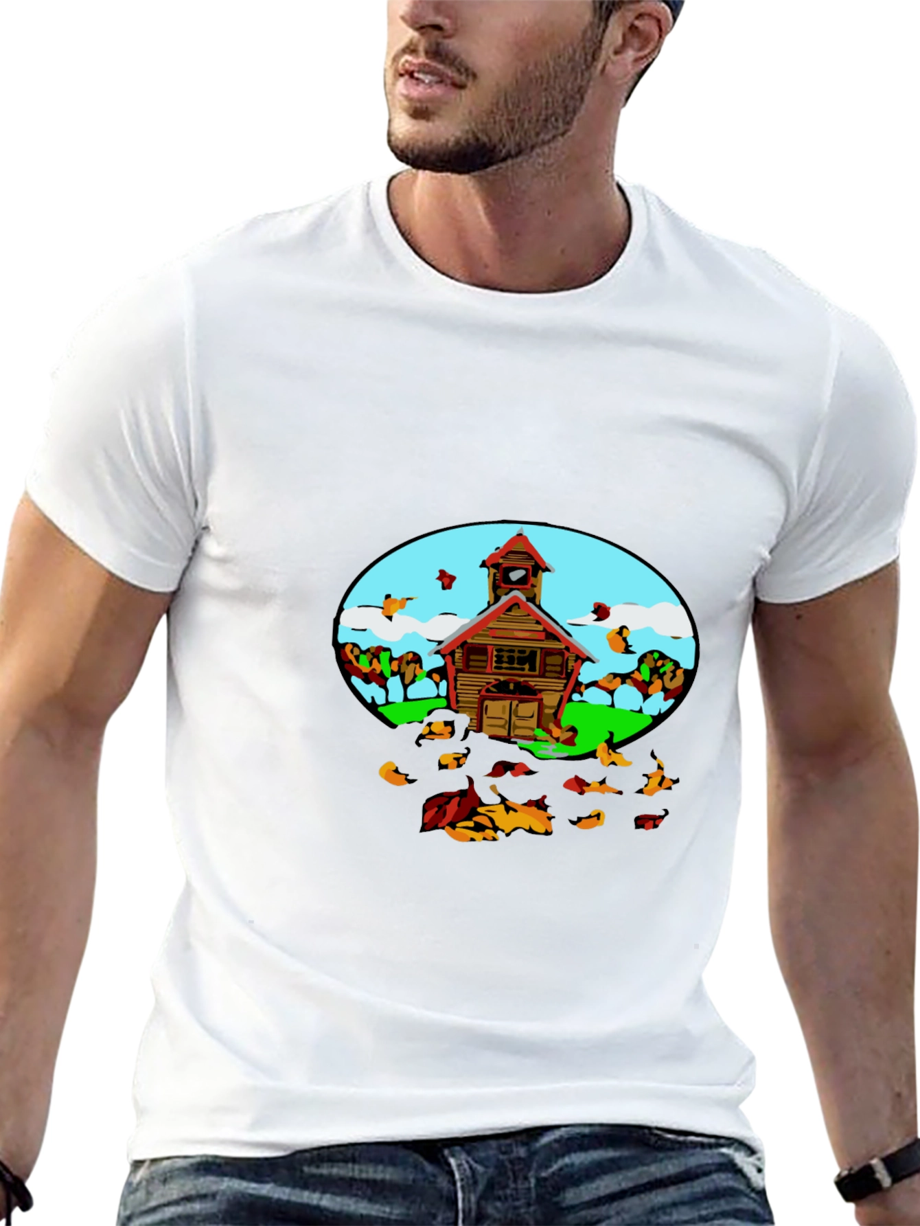 Cartoon Schoolhouse T-Shirt - Fun Graphic Tee