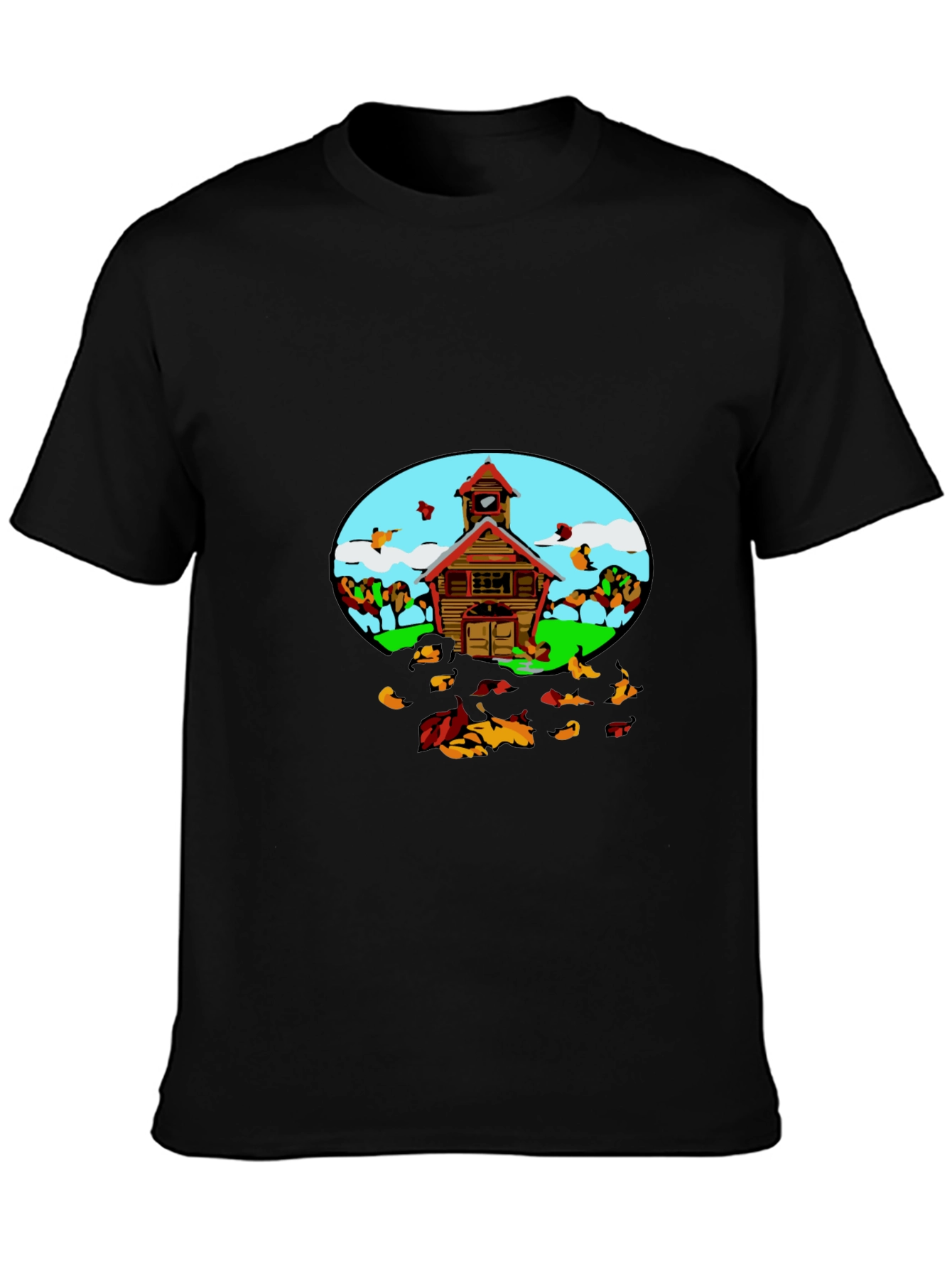 Cartoon Schoolhouse T-Shirt - Fun Graphic Tee