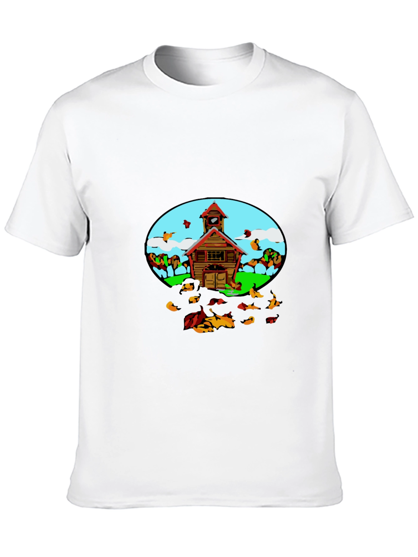 Cartoon Schoolhouse T-Shirt - Fun Graphic Tee