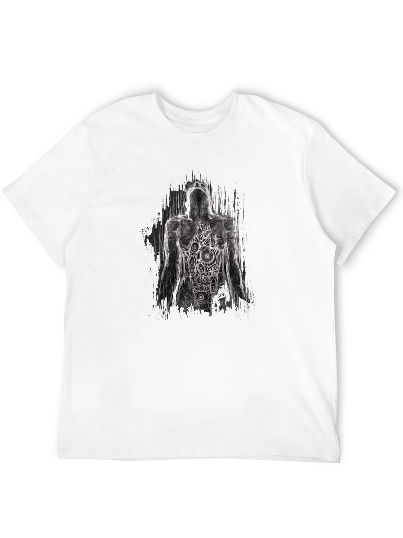 Abstract Figure Graphic Tee - Artistic Black T-Shirt