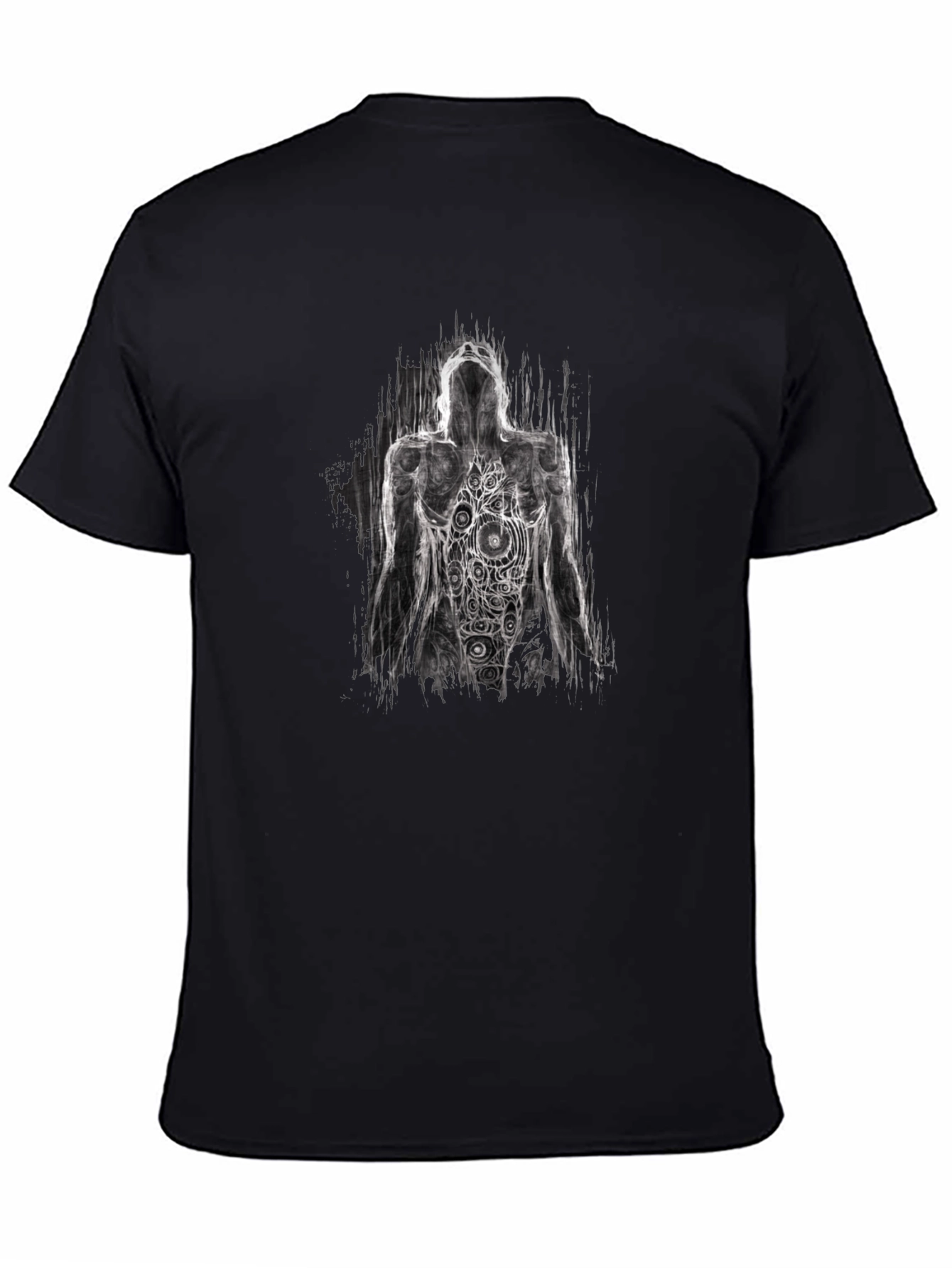 Abstract Figure Graphic Tee - Artistic Black T-Shirt