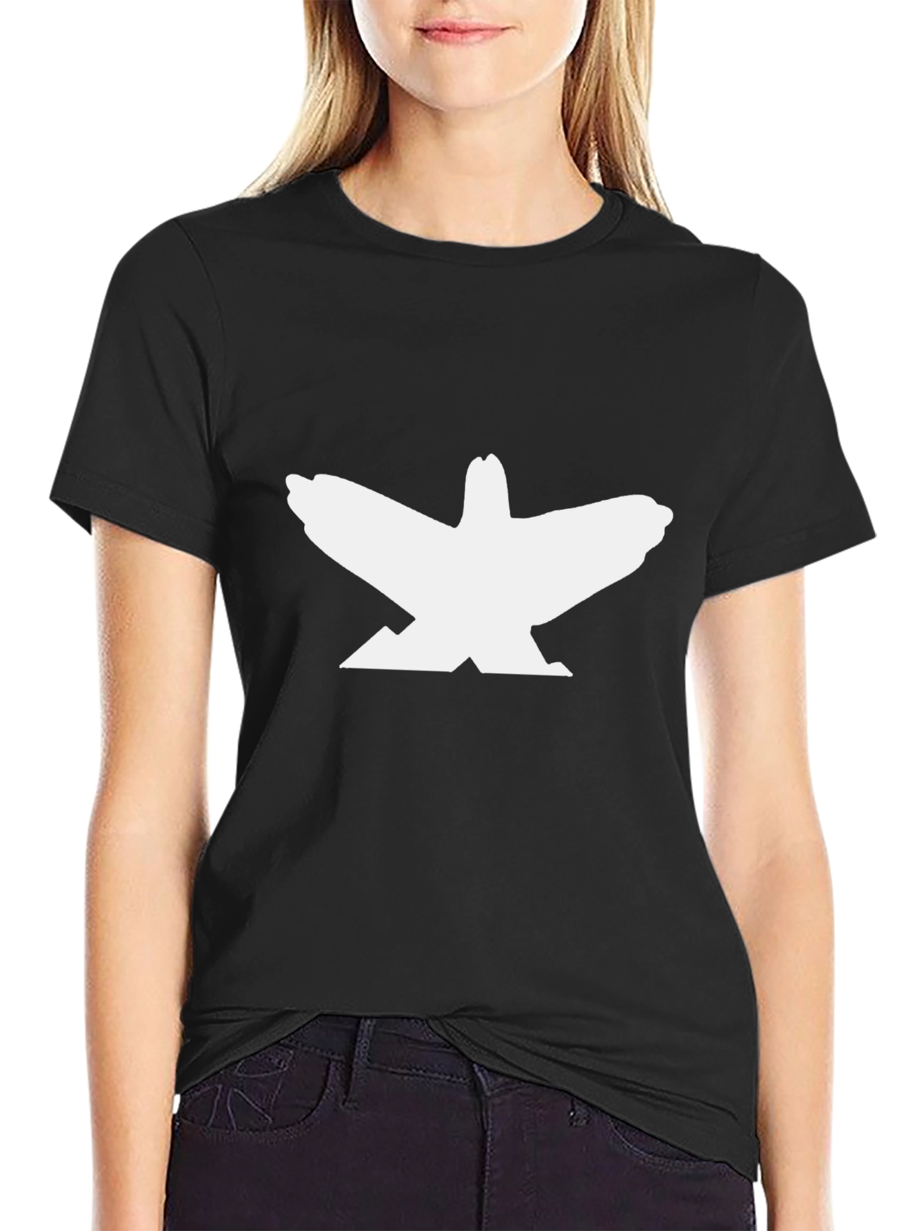 Black T-Shirt with Bird Graphic