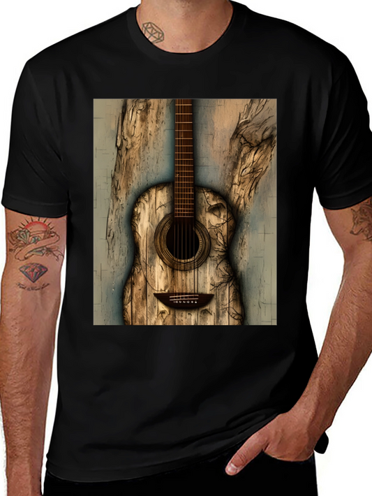 Rustic Wooden Guitar Graphic T-Shirt
