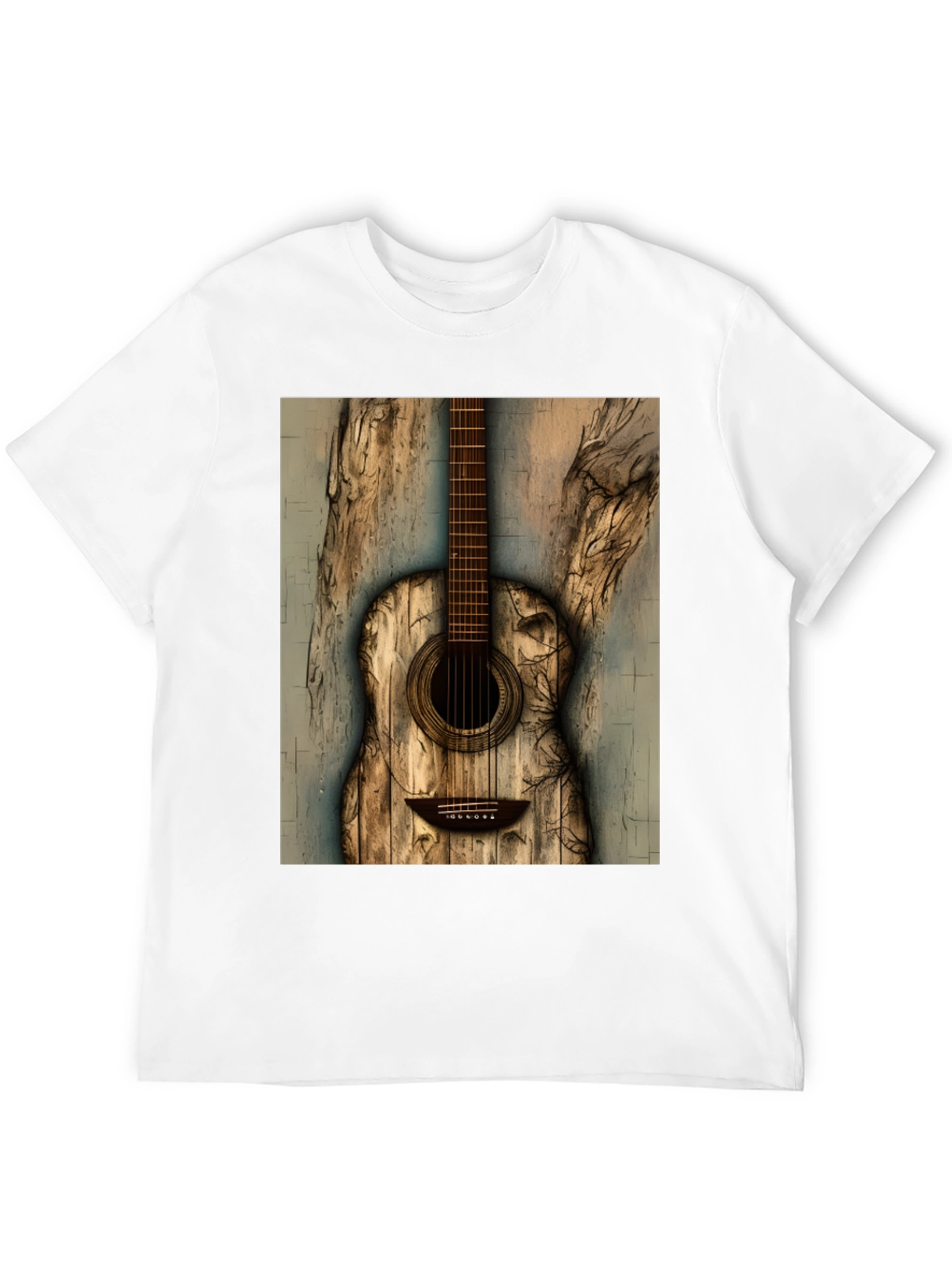 Rustic Wooden Guitar Graphic T-Shirt