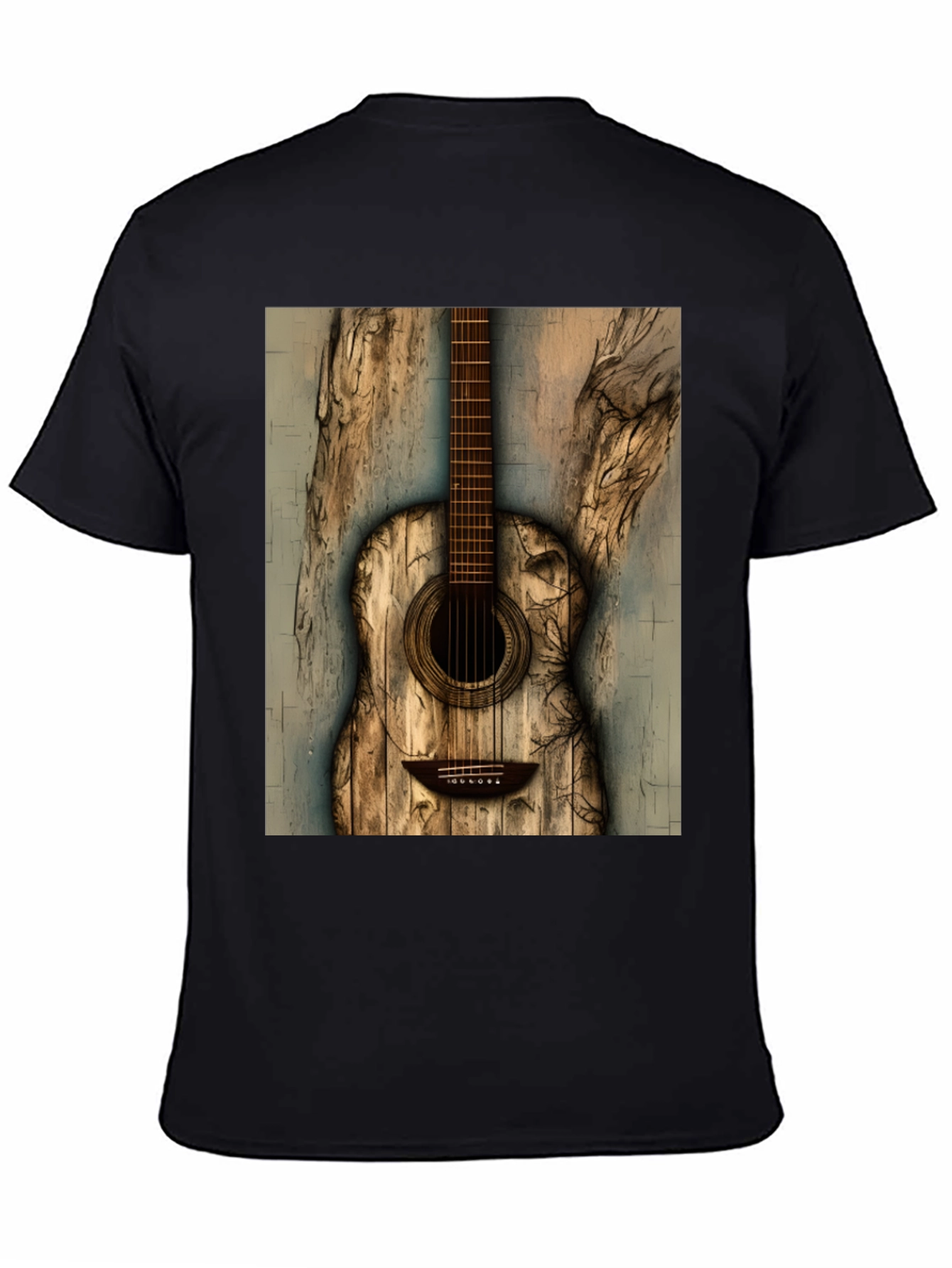 Rustic Wooden Guitar Graphic T-Shirt