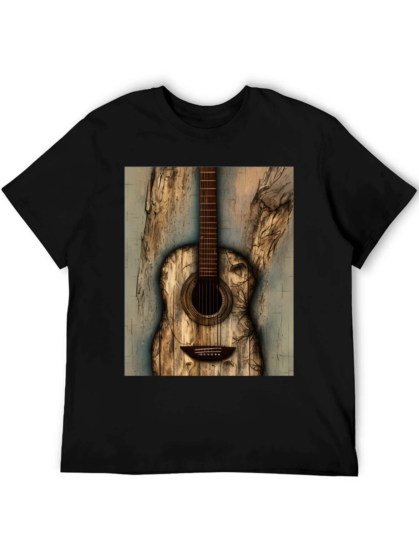 Rustic Wooden Guitar Graphic T-Shirt