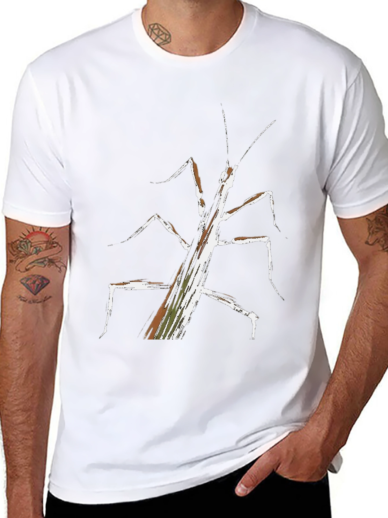 Abstract Stick Bug Graphic Tee - Unique Design