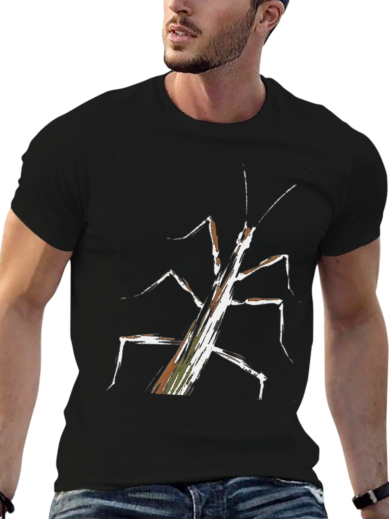 Abstract Stick Bug Graphic Tee - Unique Design