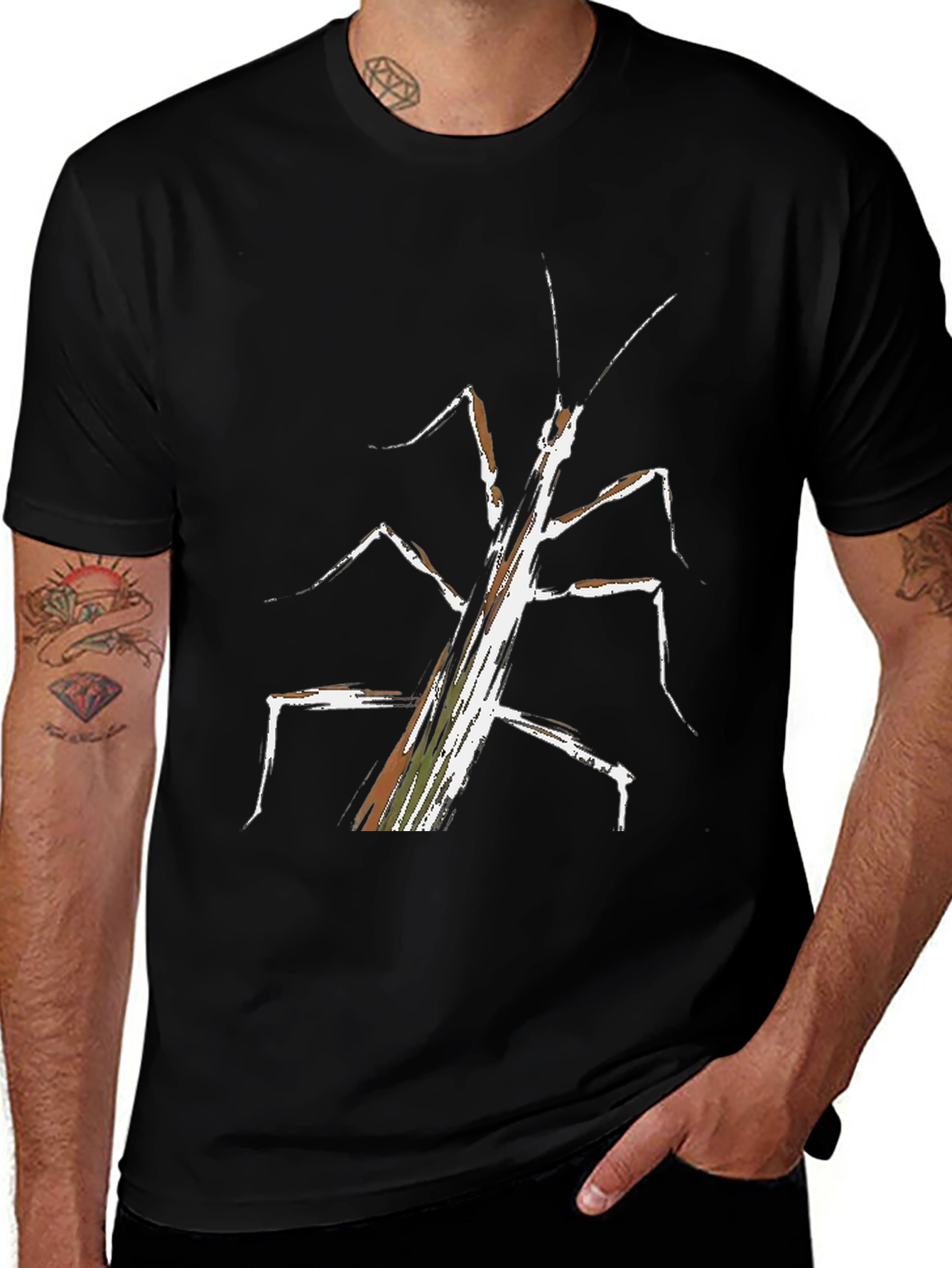Abstract Stick Bug Graphic Tee - Unique Design