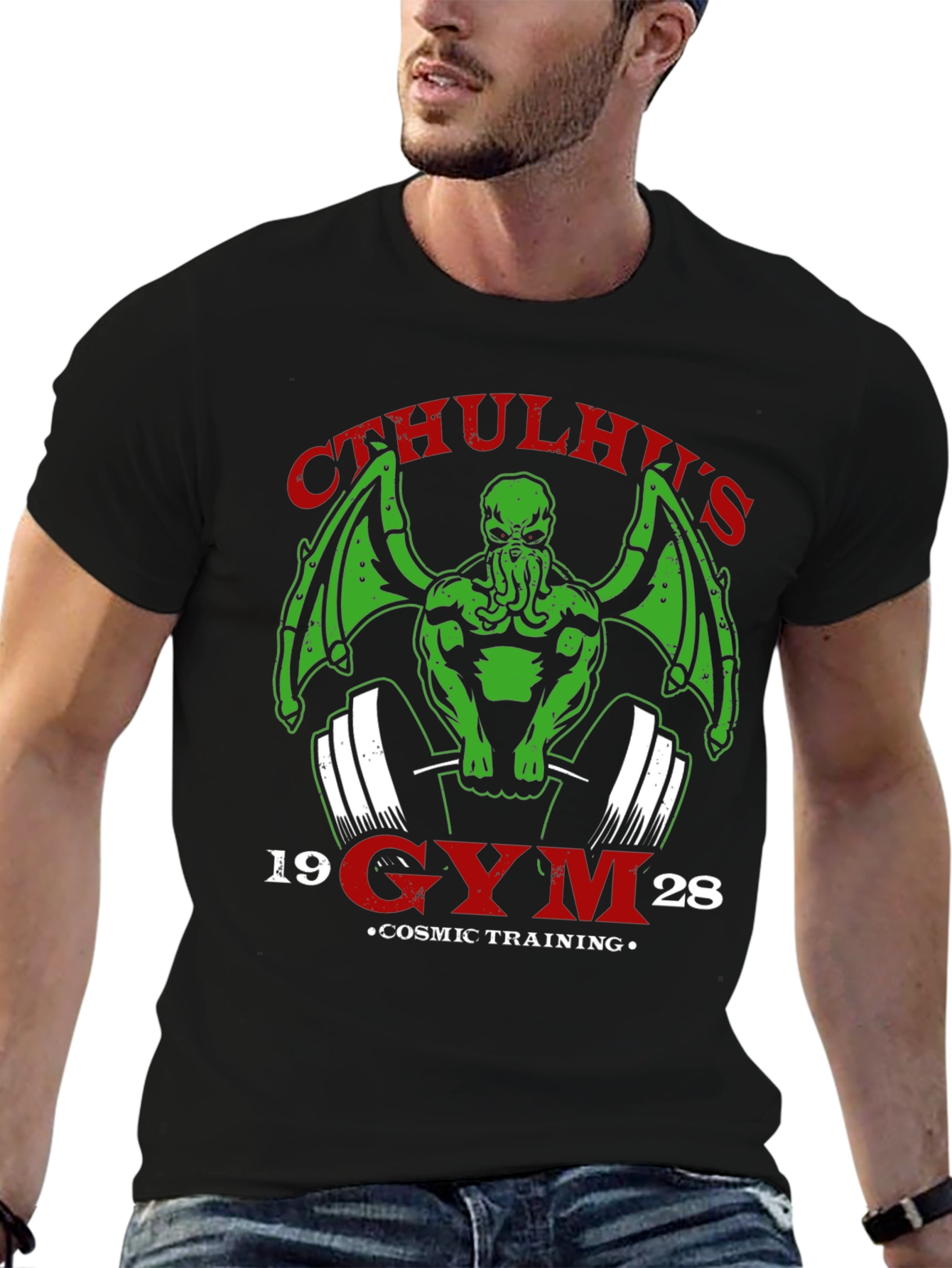 Cthulhus Gym Black T-Shirt: Cosmic Training Apparel