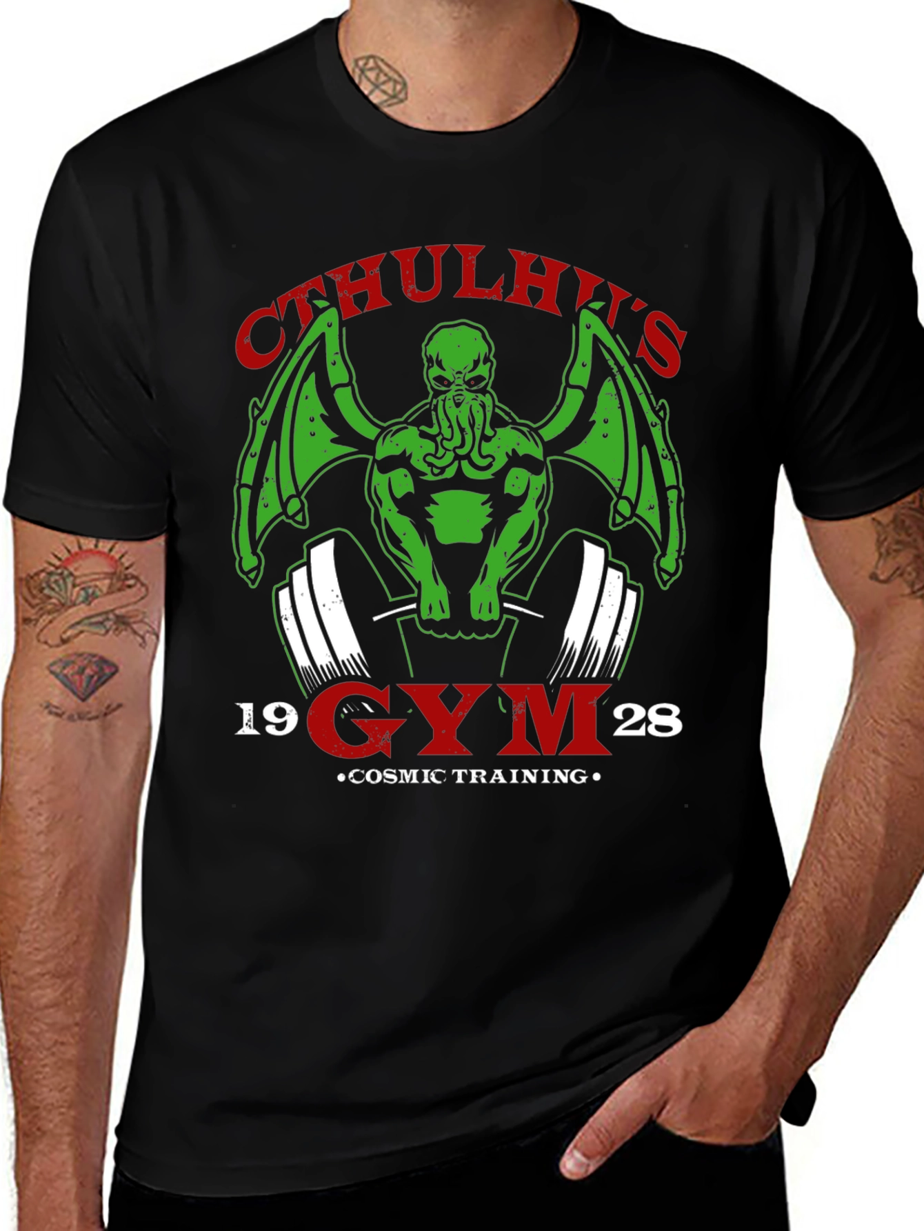 Cthulhus Gym Black T-Shirt: Cosmic Training Apparel