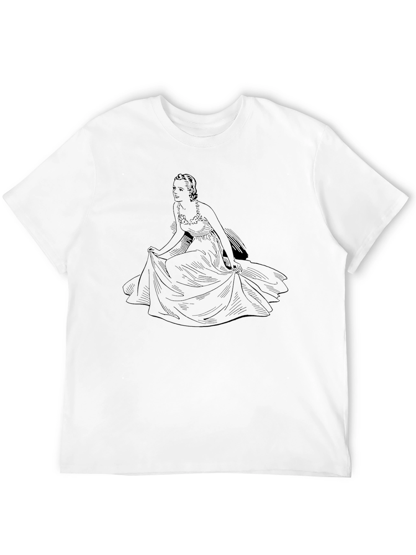 Elegant Woman Graphic Tee - Black Casual T-Shirt