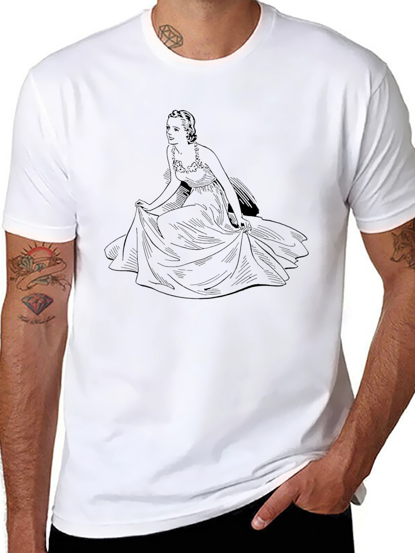 Elegant Woman Graphic Tee - Black Casual T-Shirt