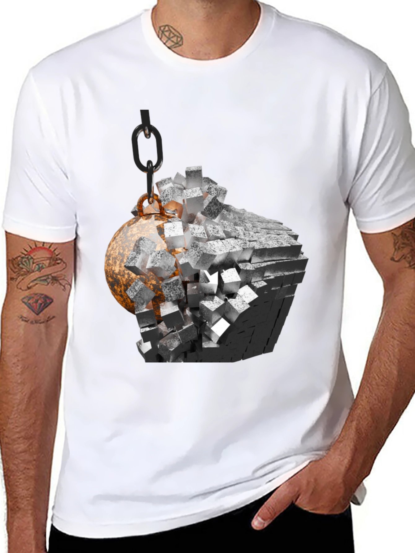 Demolition Ball Graphic Tee - Black Cotton Blend