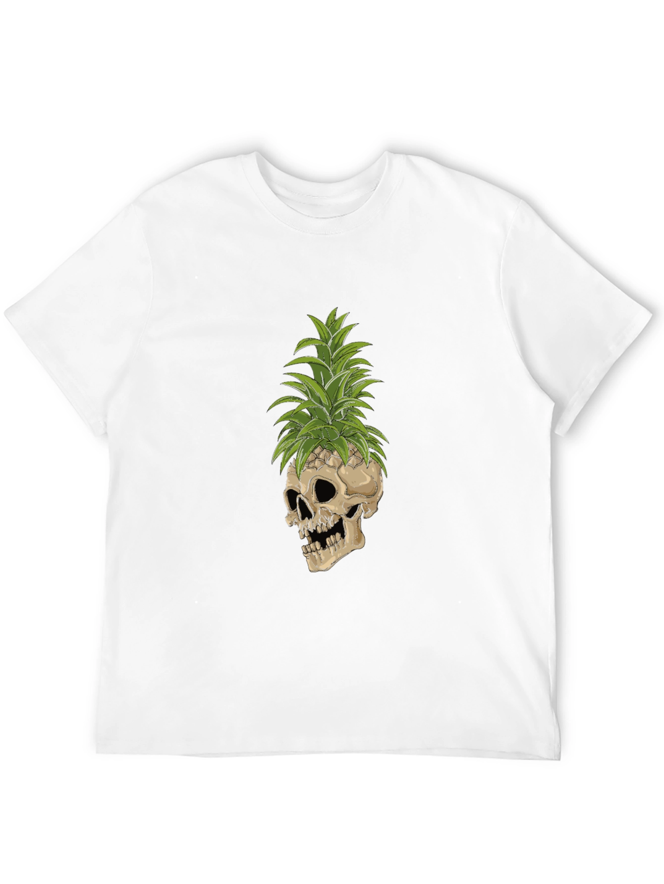 Skull Pineapple Graphic Tee - Black Cotton T-Shirt