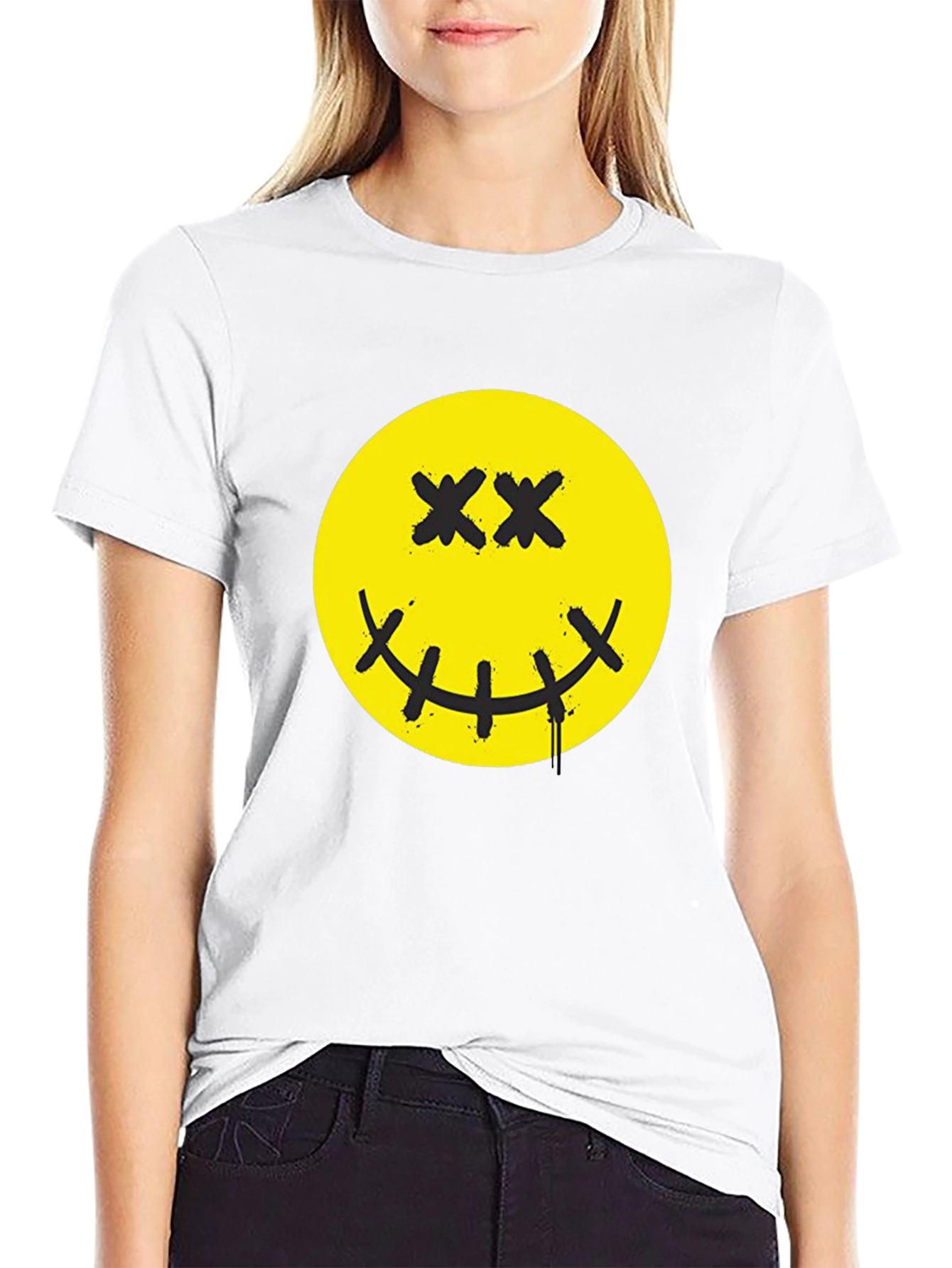 Smiley Face Graphic Print T-Shirt