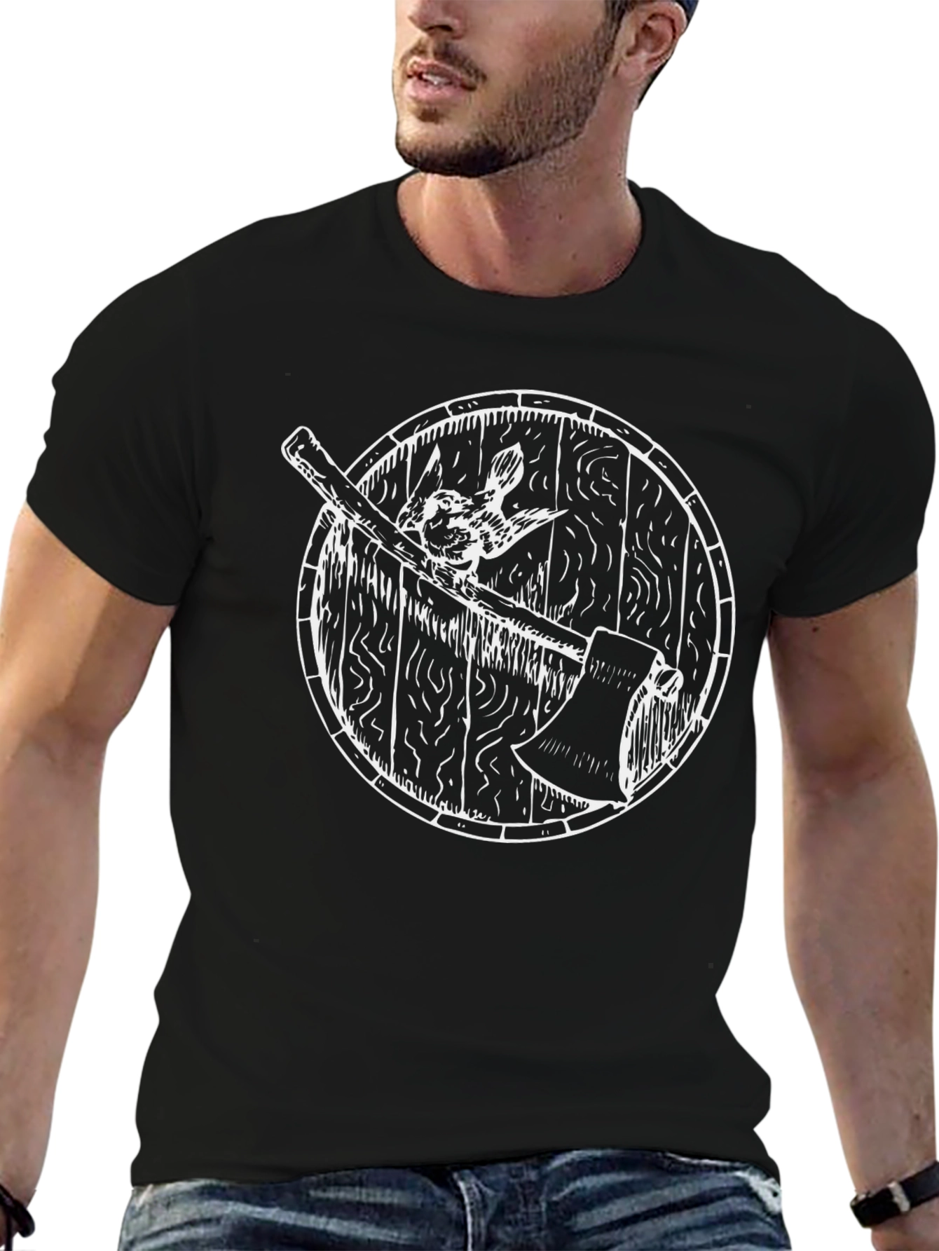 Viking Shield Hare & Axe Black Tee