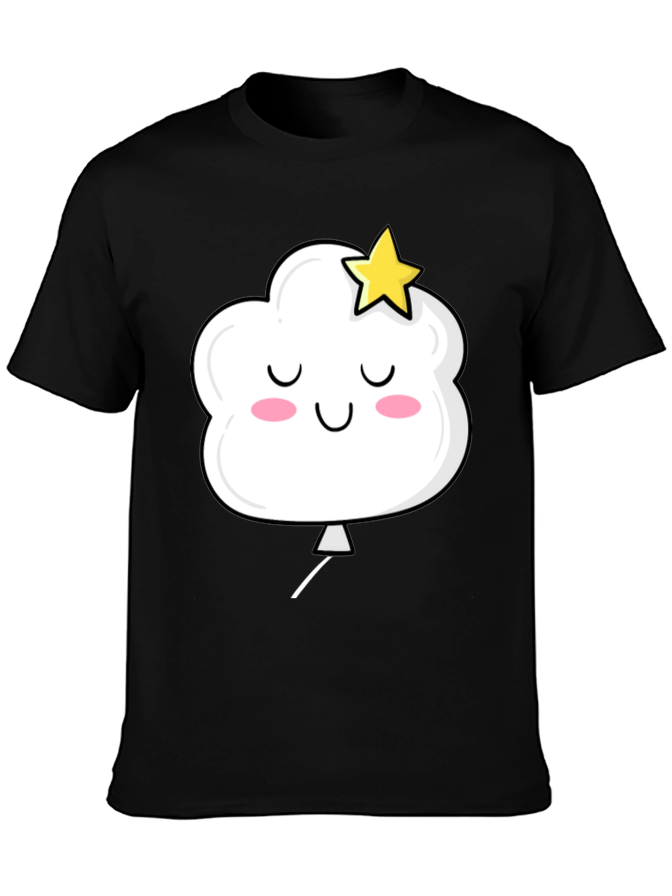 Cute Cloud and Star Graphic Black T-Shirt