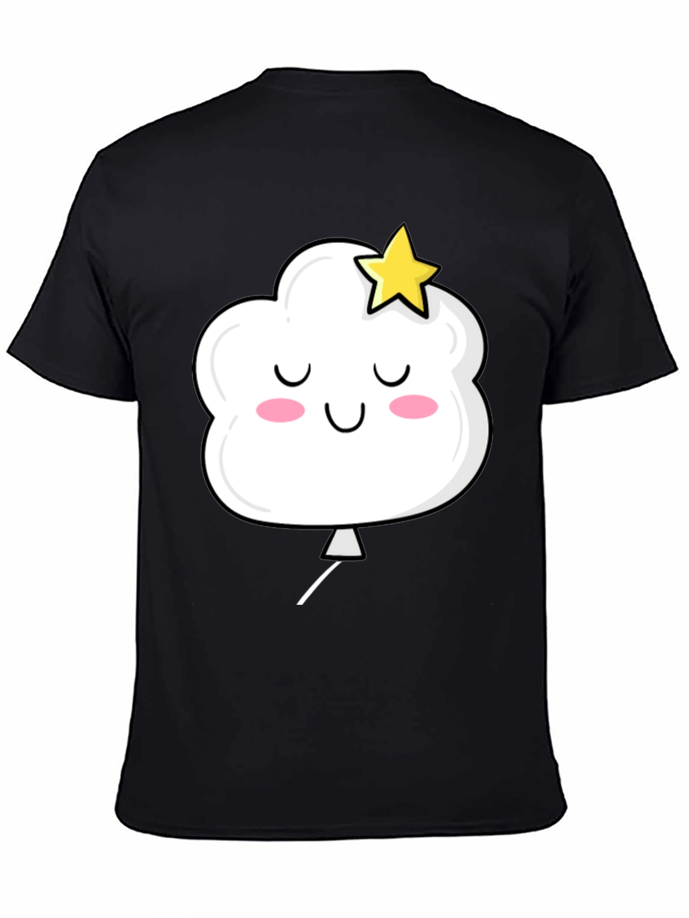Cute Cloud and Star Graphic Black T-Shirt