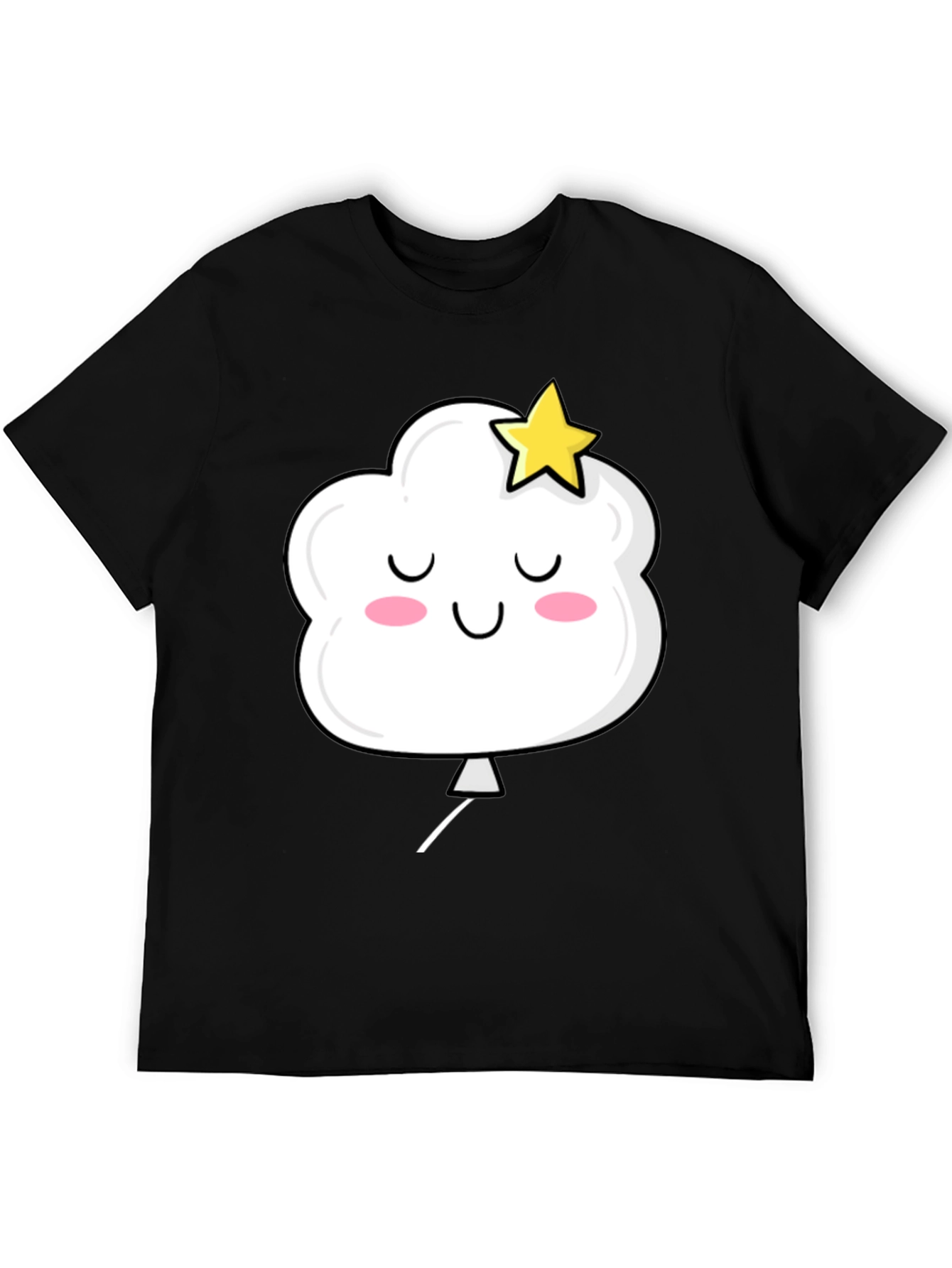 Cute Cloud and Star Graphic Black T-Shirt