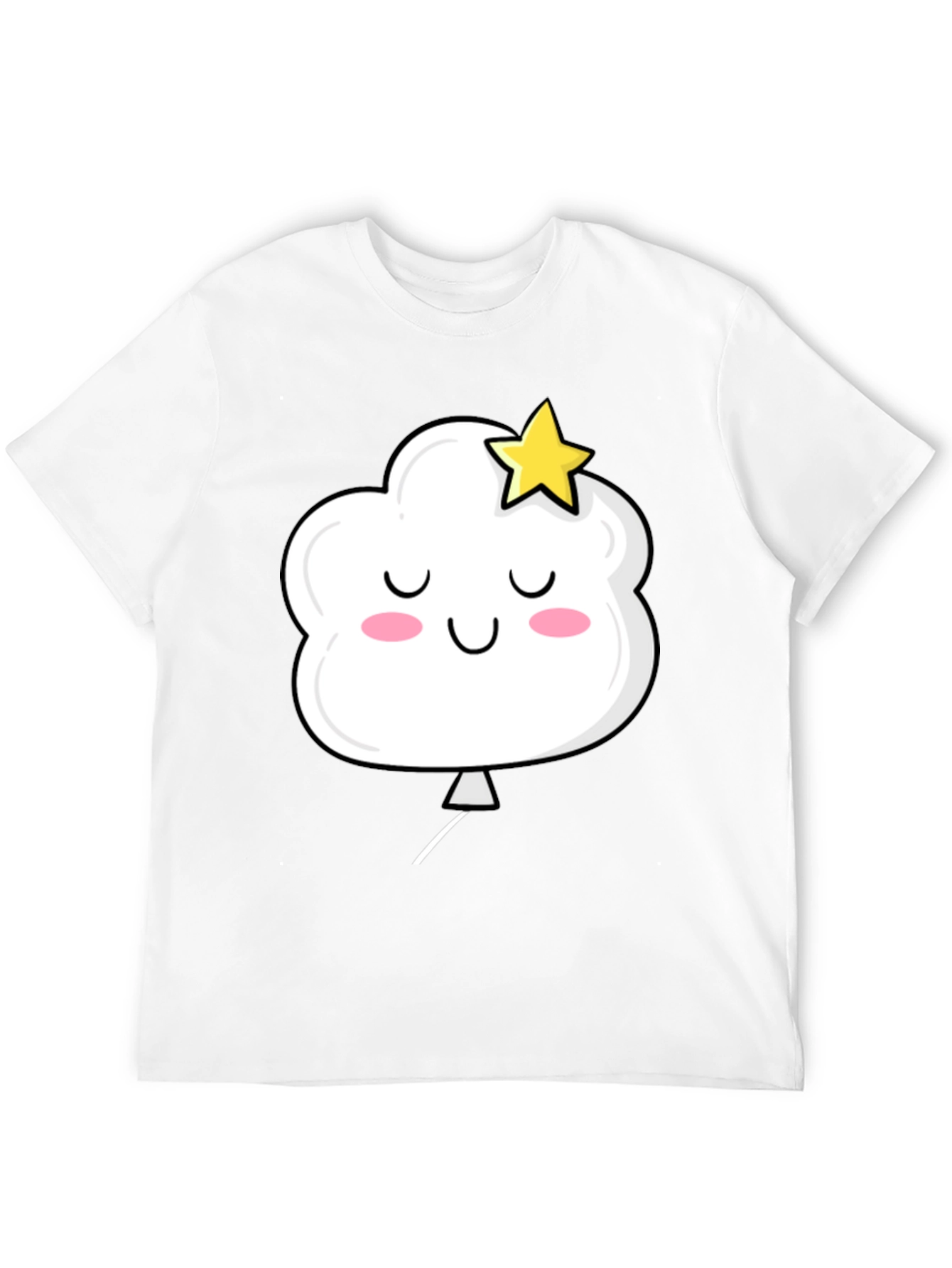 Cute Cloud and Star Graphic Black T-Shirt