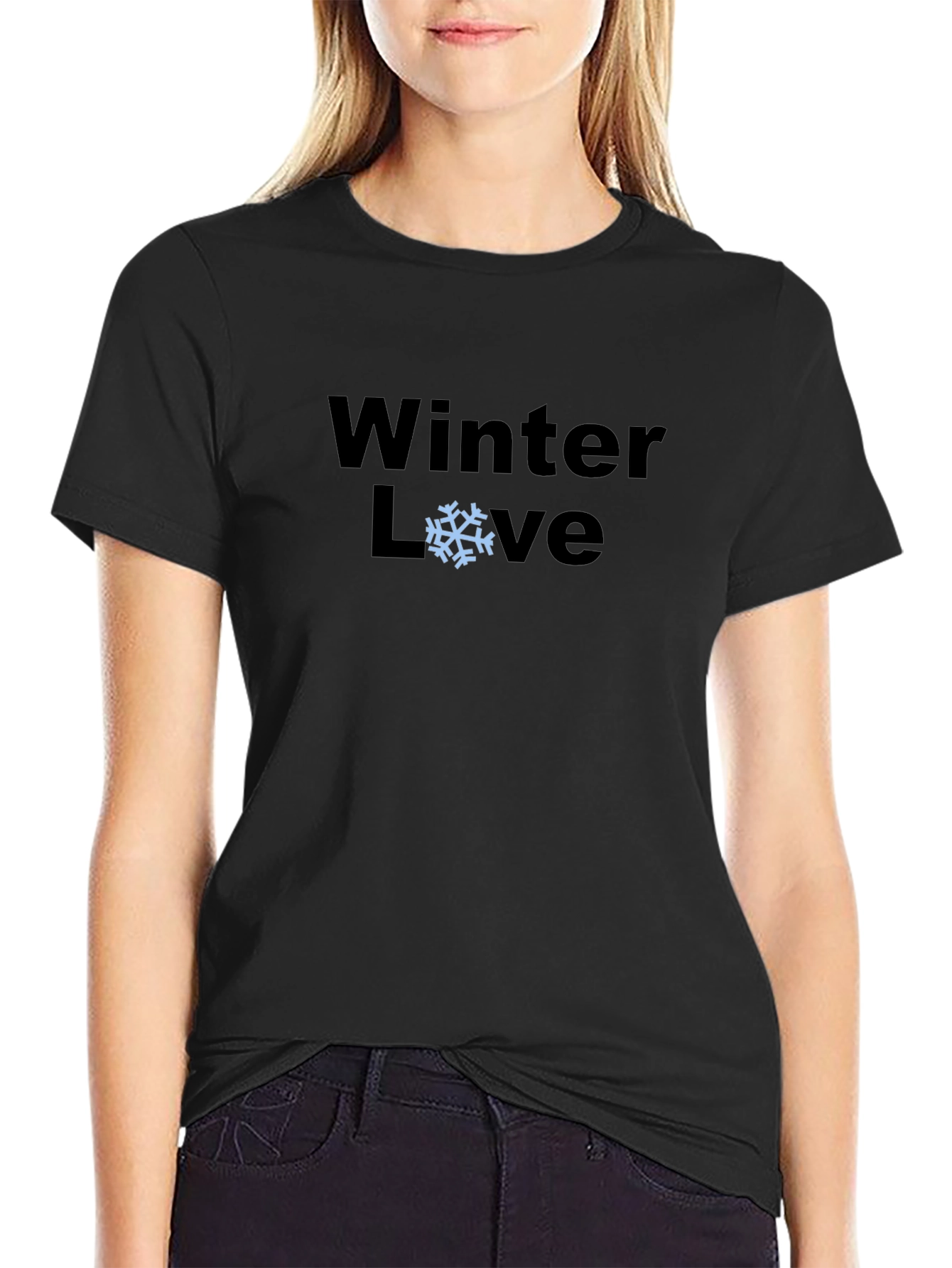 Winter Love Graphic T-Shirt - Black