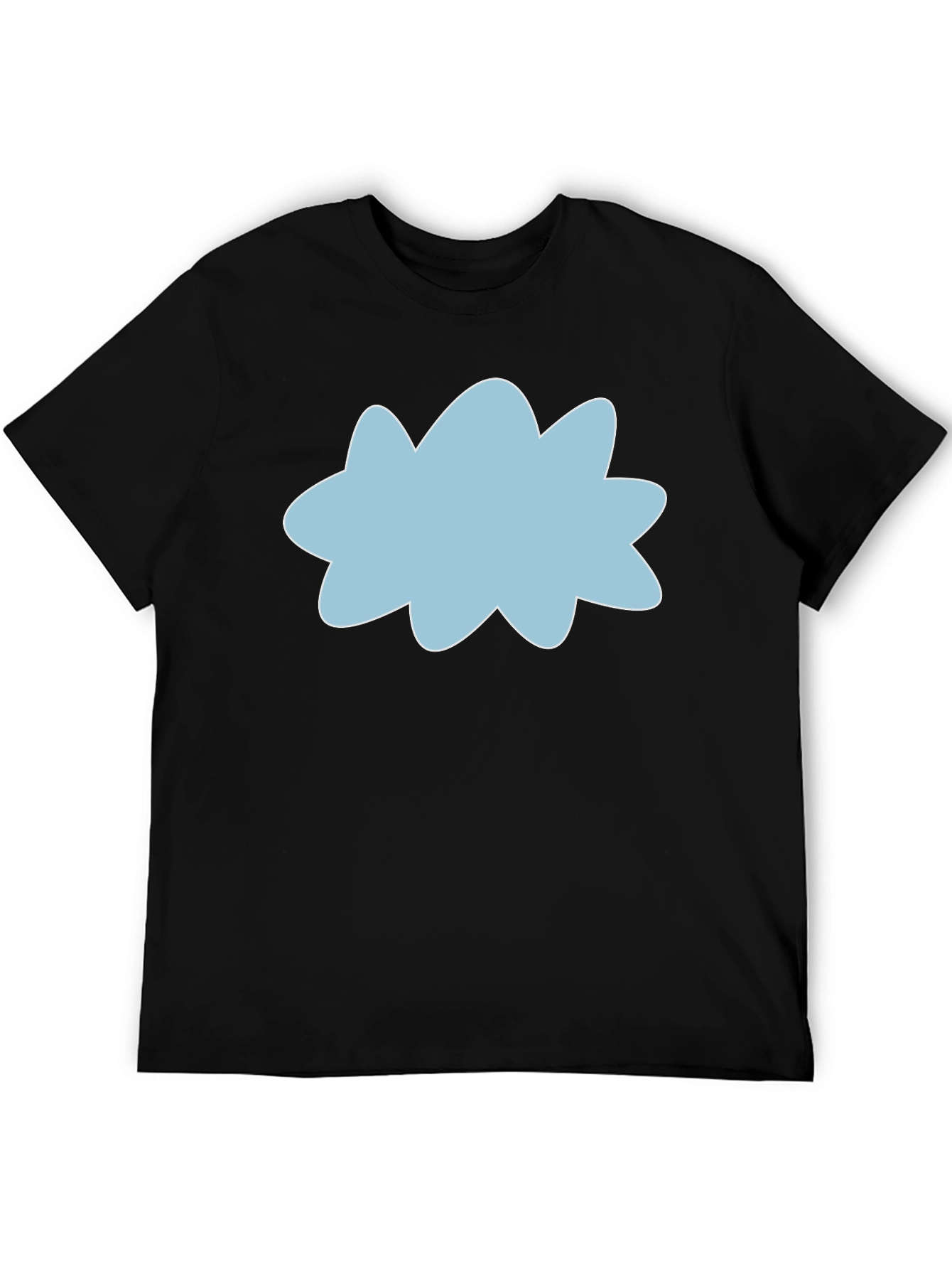 Black Tee with Sky Blue Cloud Graphic